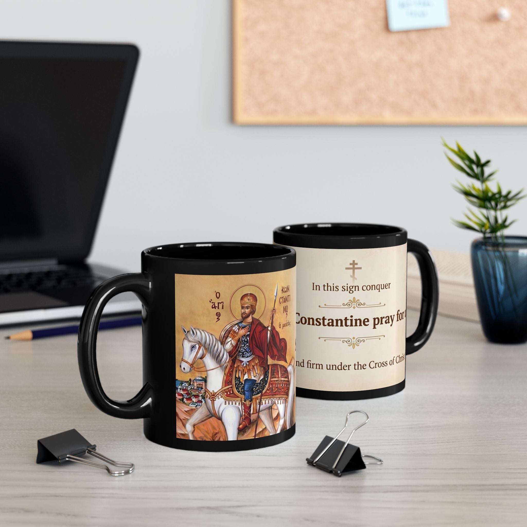Saint Constantine the Great Orthodox Christian Black Coffee Mug — Christian Gift Idea