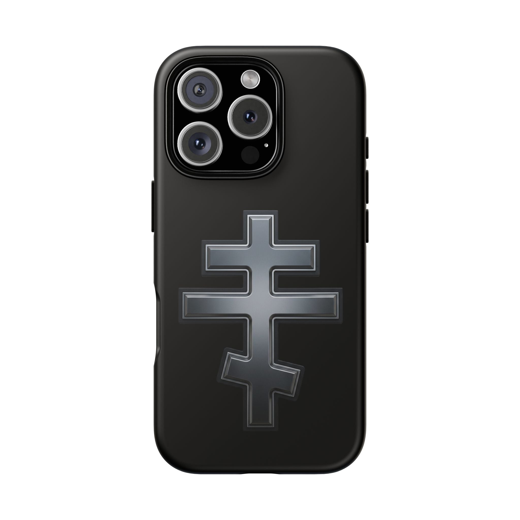 Classic black classic Orthodox cross design on a matte phone case