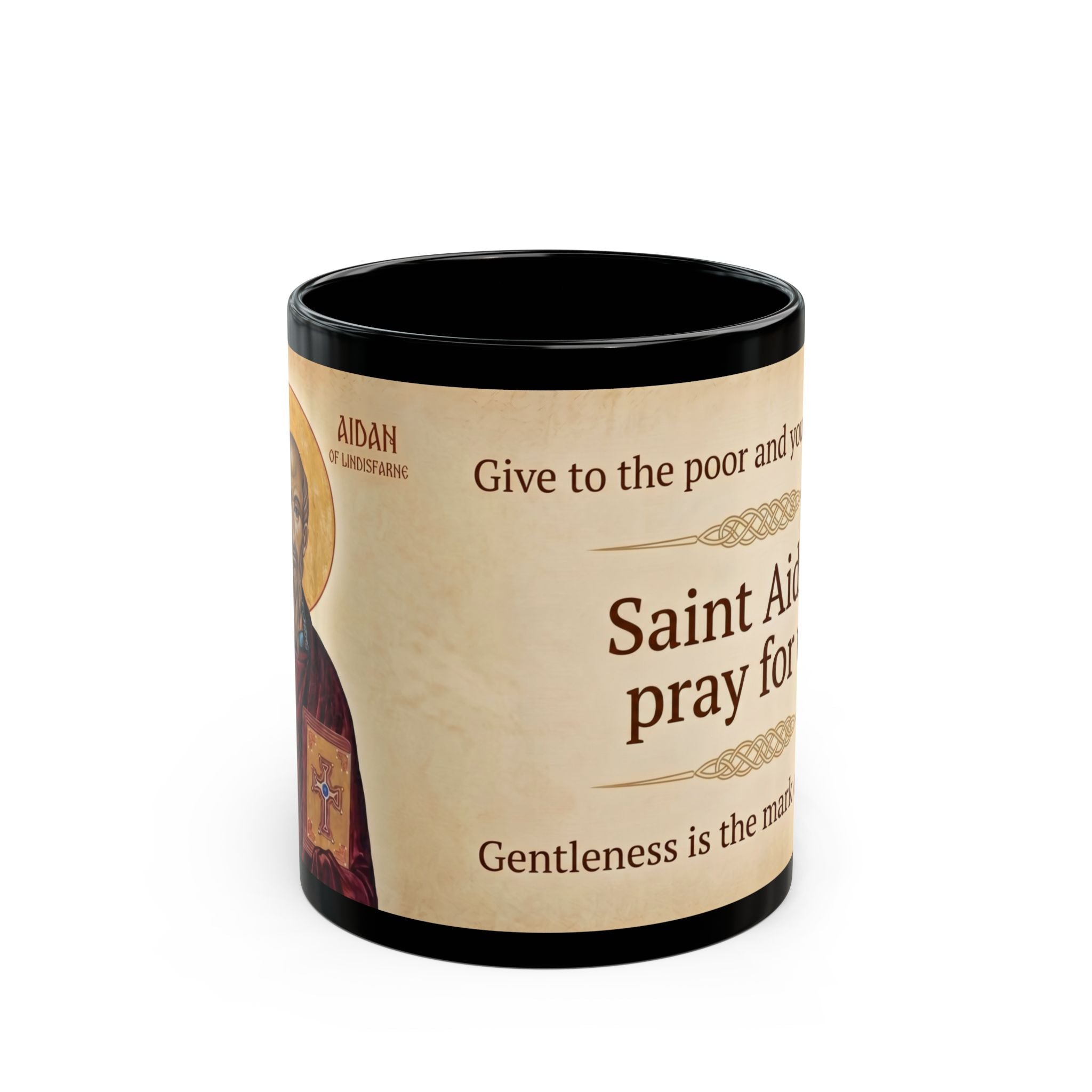 Saint Aidan of Lindisfarne Black Coffee Mug