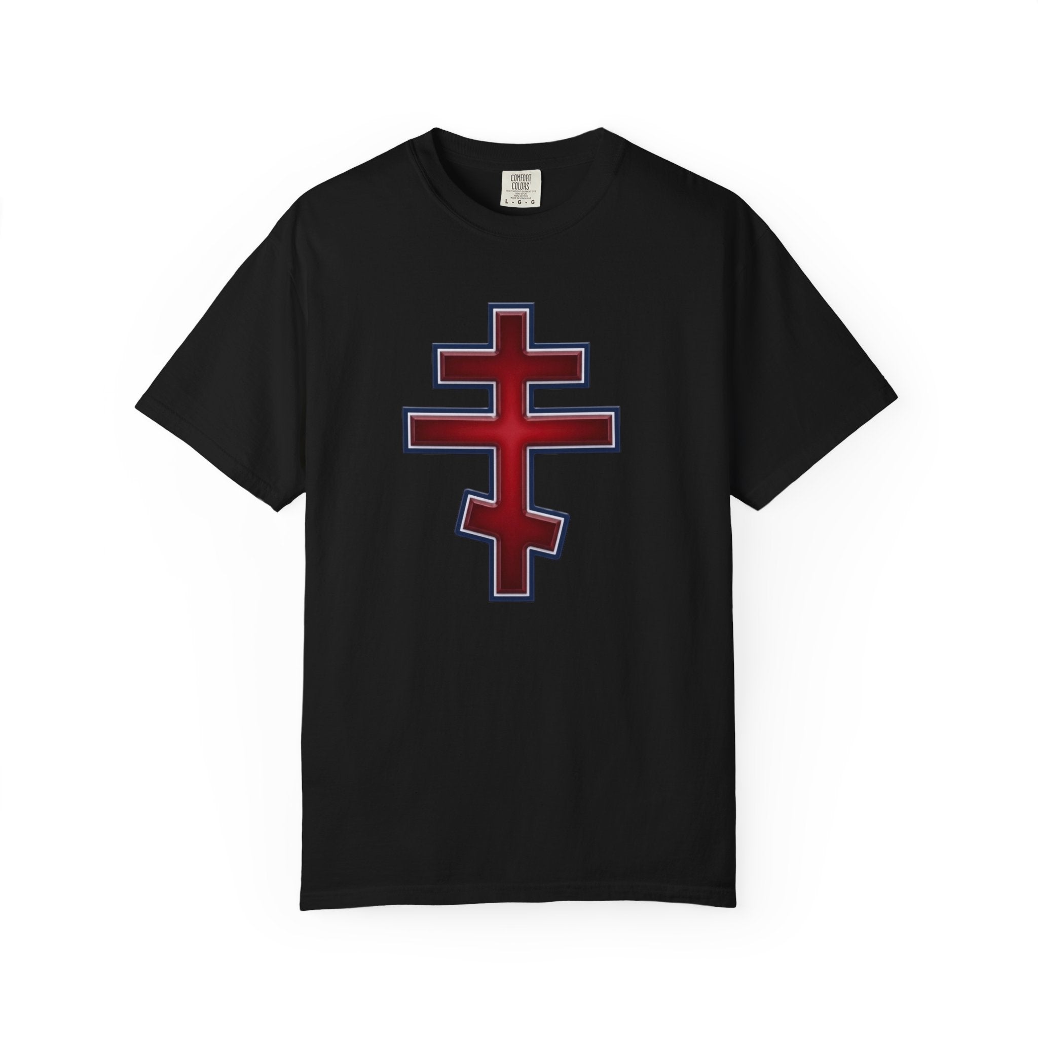 Albanian Orthodox Cross design on a heavyweight garment-dyed t-shirt