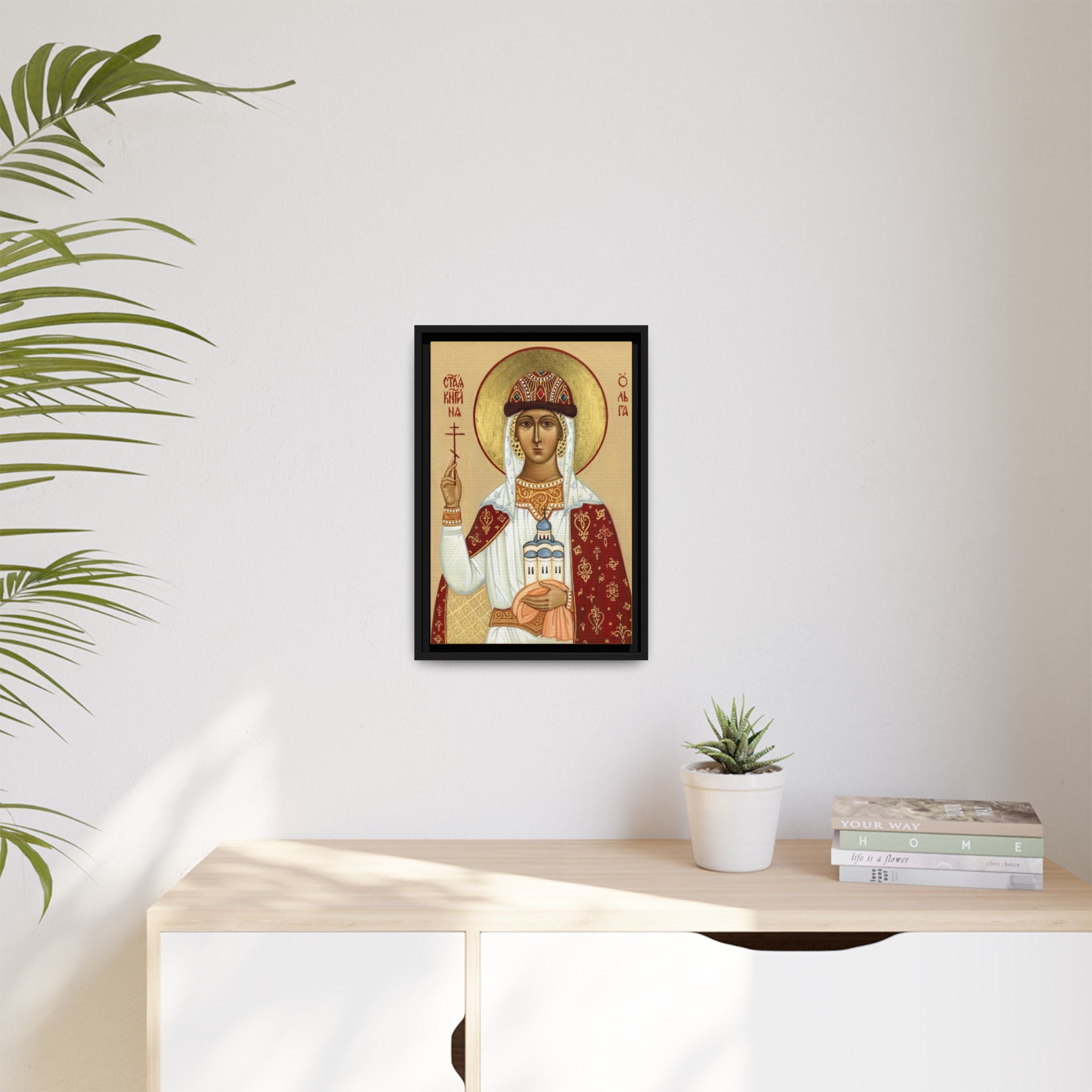 Framed canvas icon of Saint Olga Equal to the Apostles, traditional Orthodox Christian artwork