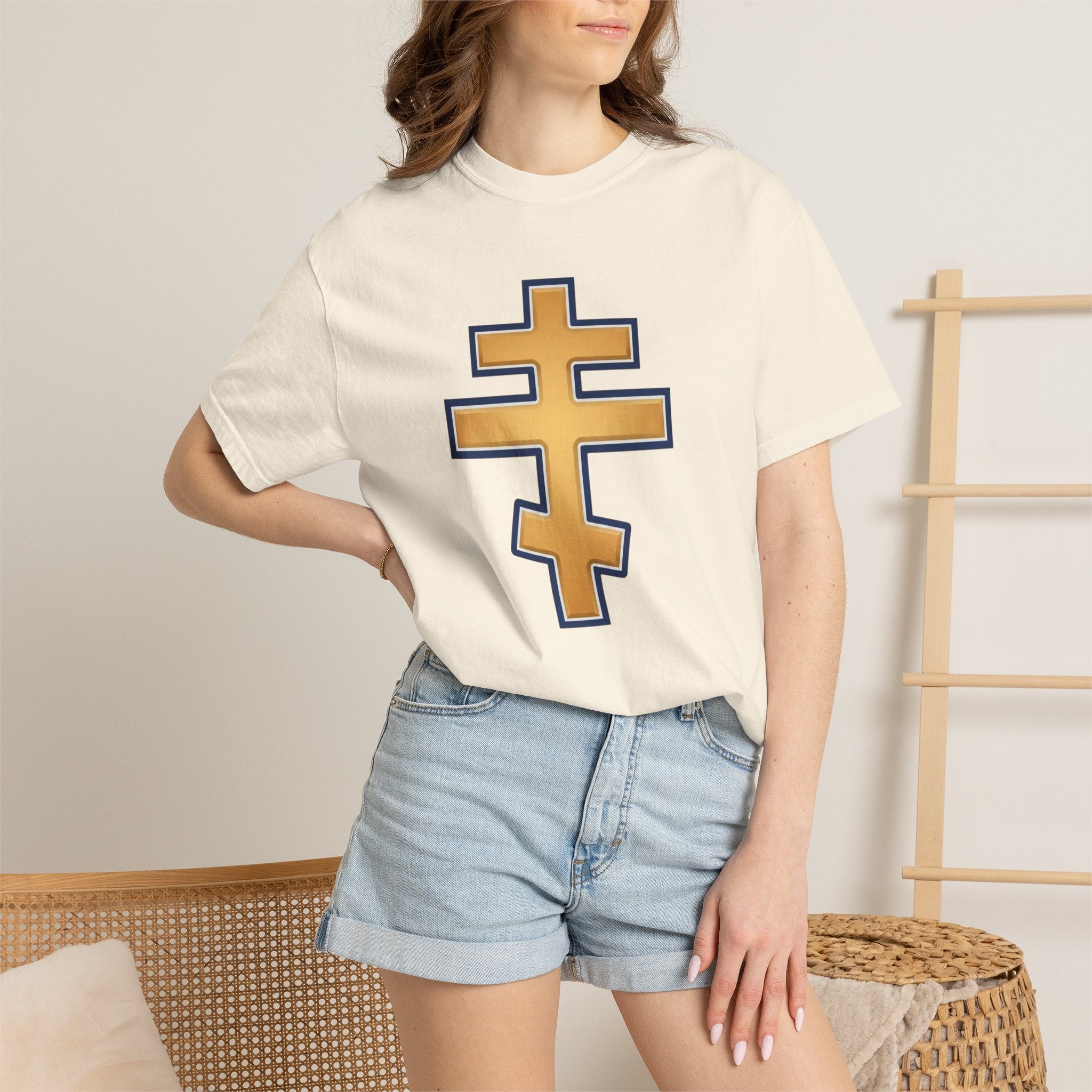 Cypriot Orthodox Cross design on a heavyweight garment-dyed t-shirt