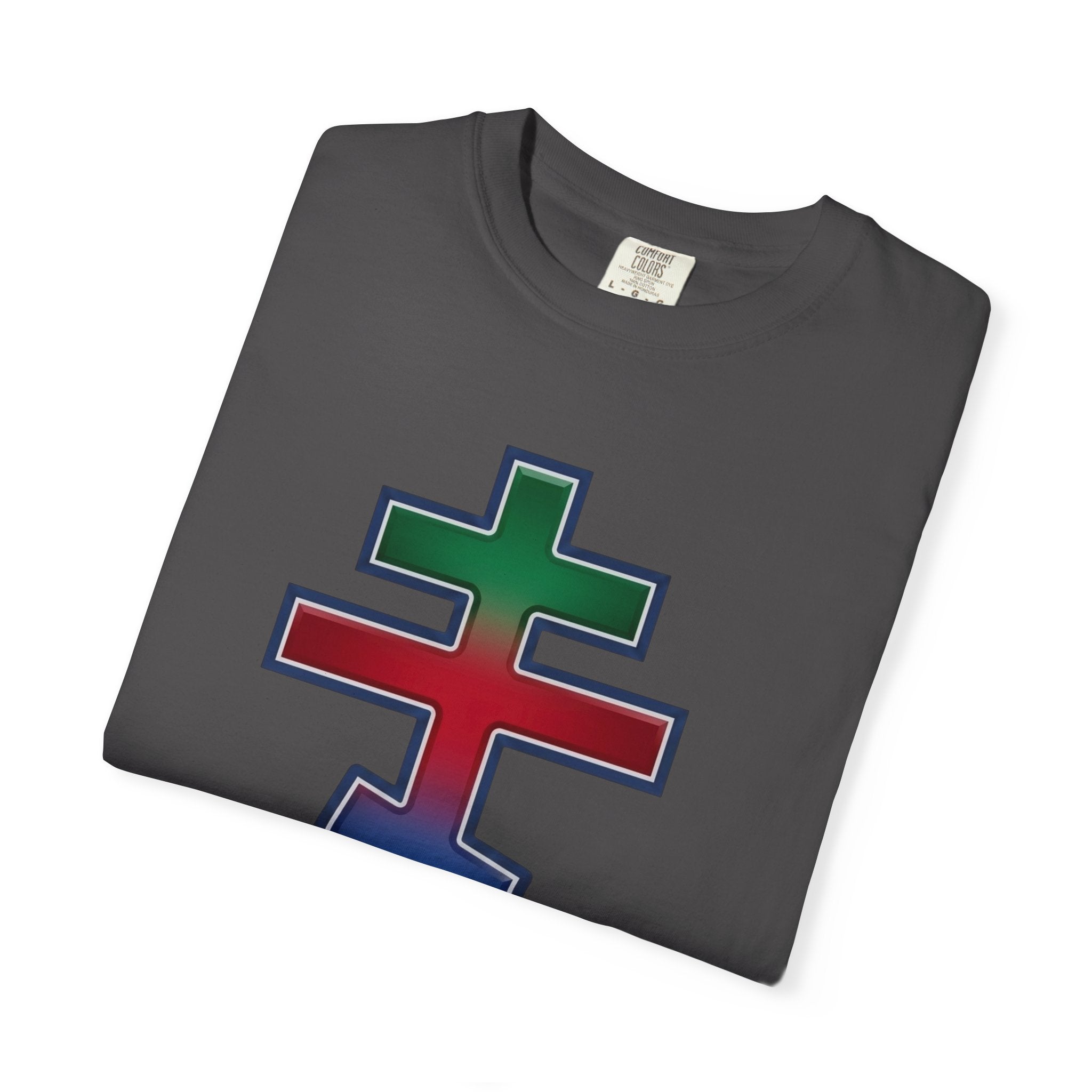 Eritrean Orthodox Cross design on a heavyweight garment-dyed t-shirt