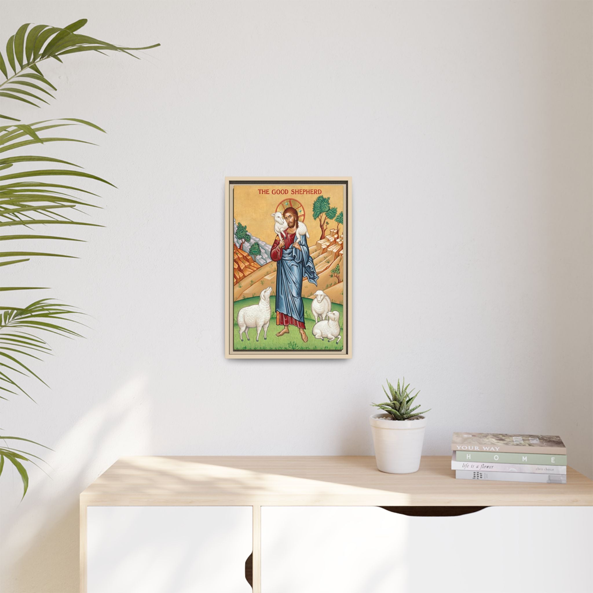 Christ The Good Shepherd Framed Canvas Icon