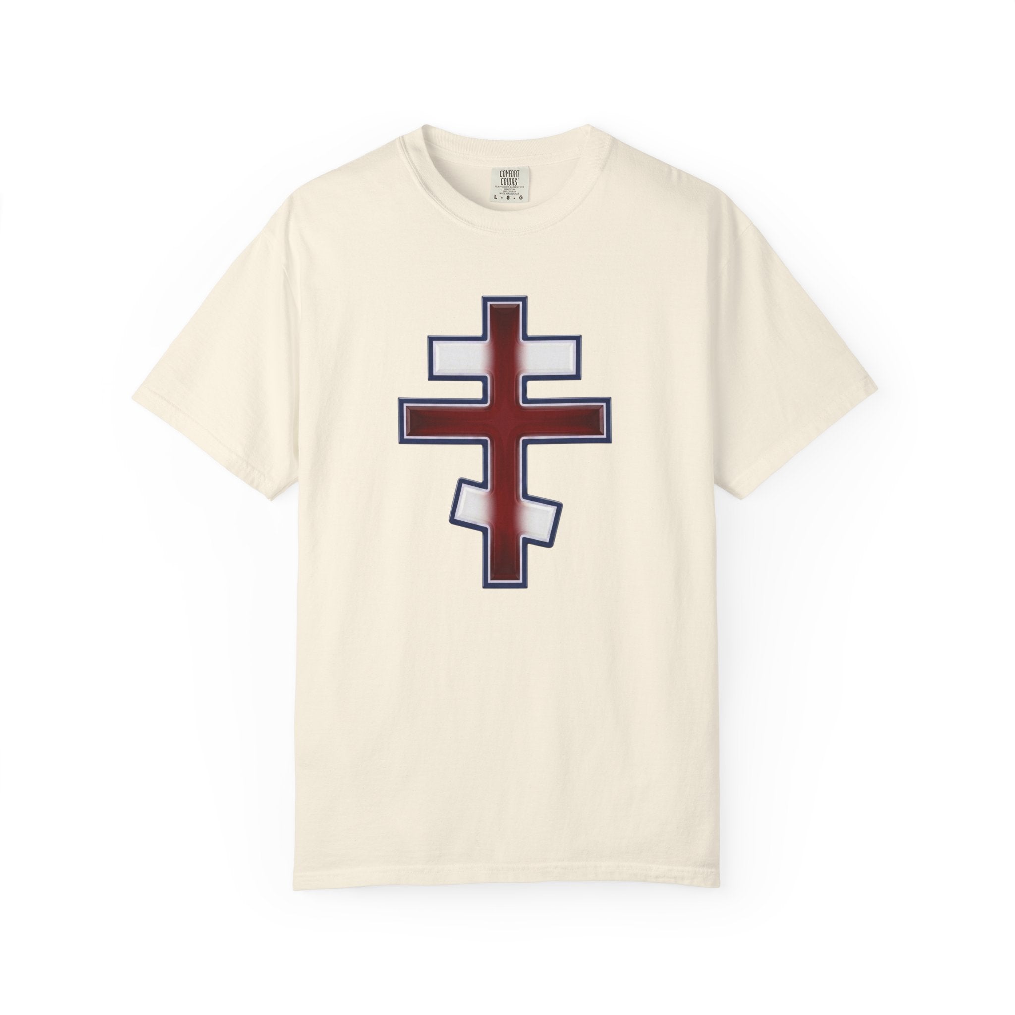 United Kingdom Orthodox Cross design on a heavyweight garment-dyed t-shirt