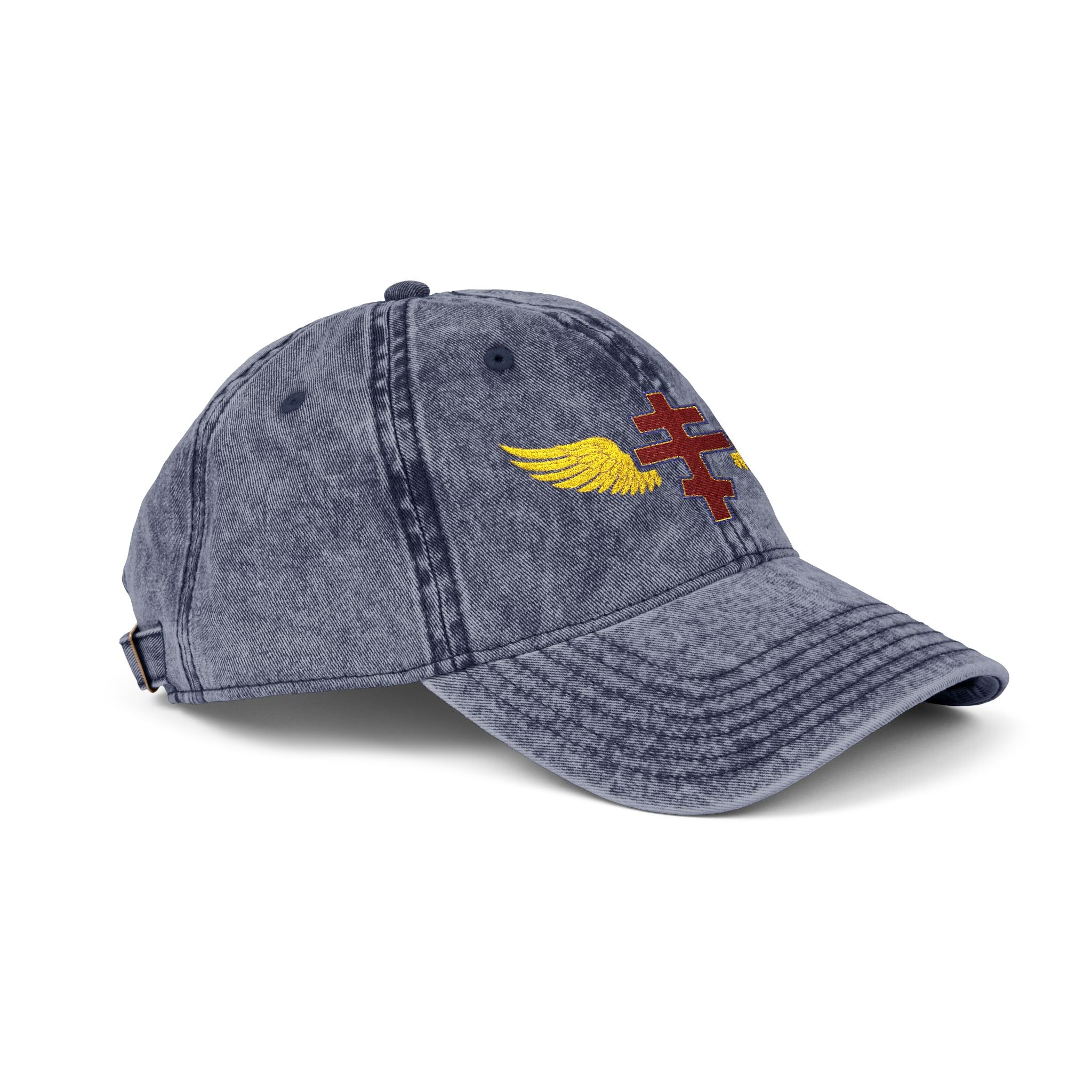 Antiochian Orthodox cross with wings embroidered on vintage cotton twill cap -- additional view 11