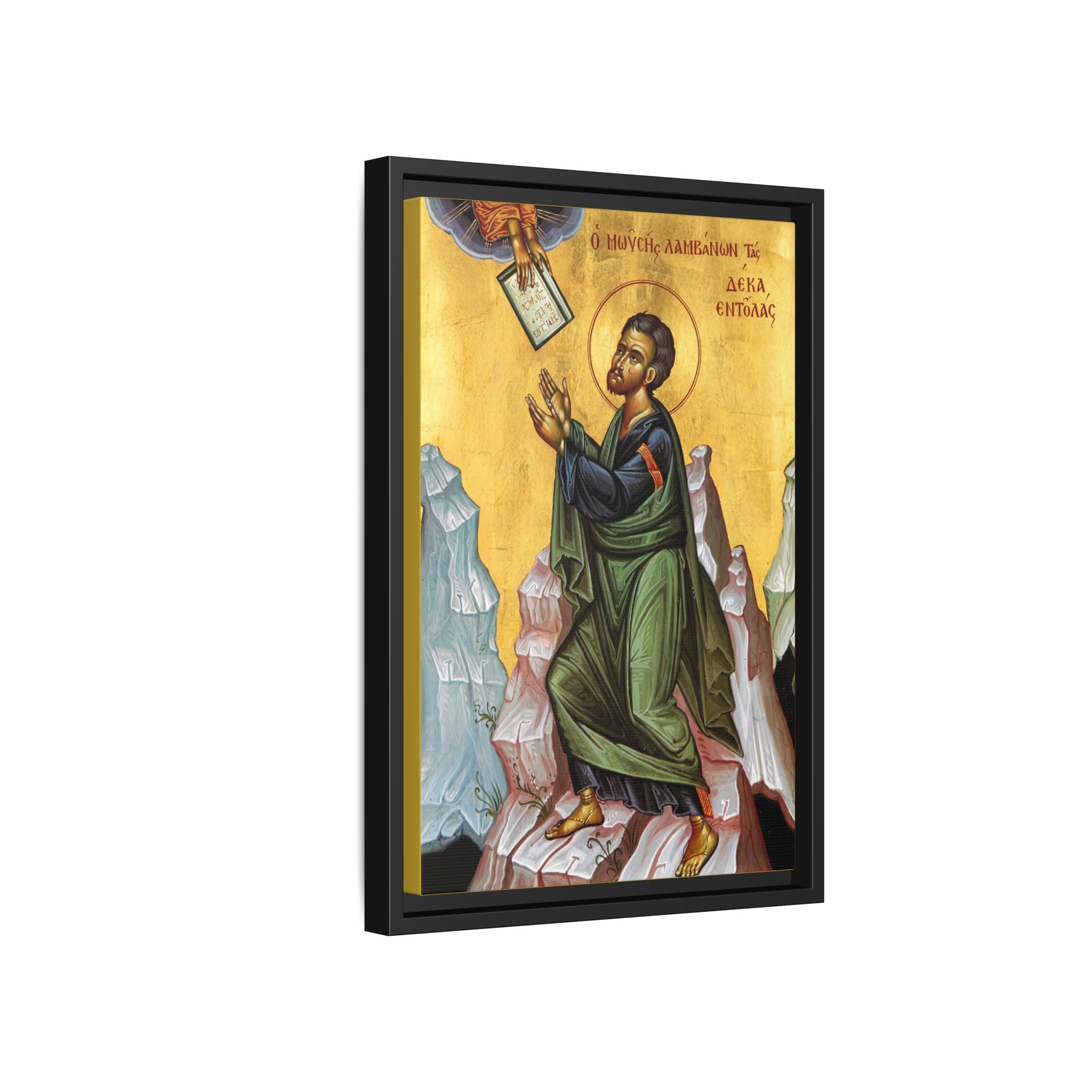 Framed canvas icon of Saint Moses the Prophet, traditional Orthodox Christian artwork