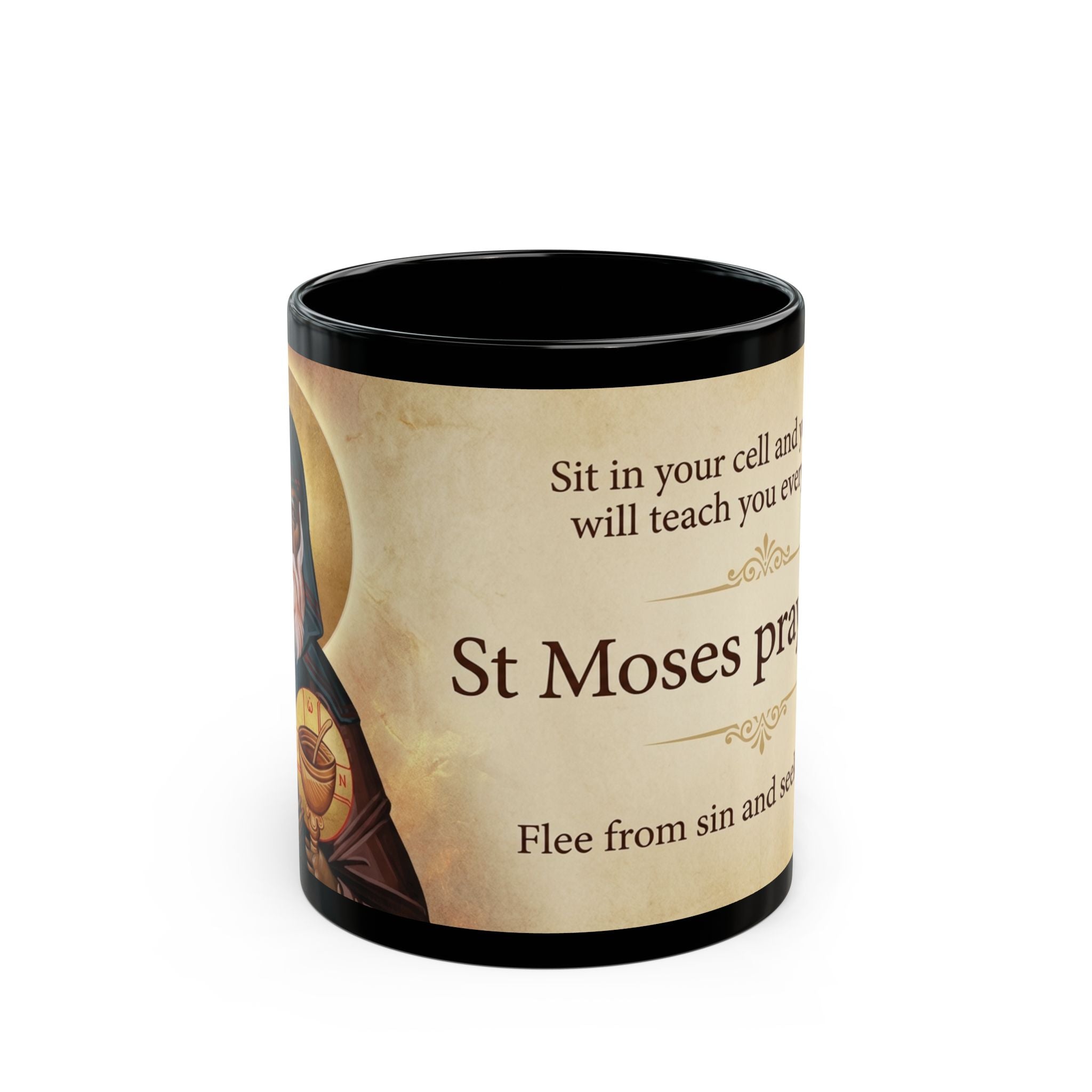 Saint Moses the Ethiopian Orthodox Christian Black Coffee Mug — Orthodox Christian Mug