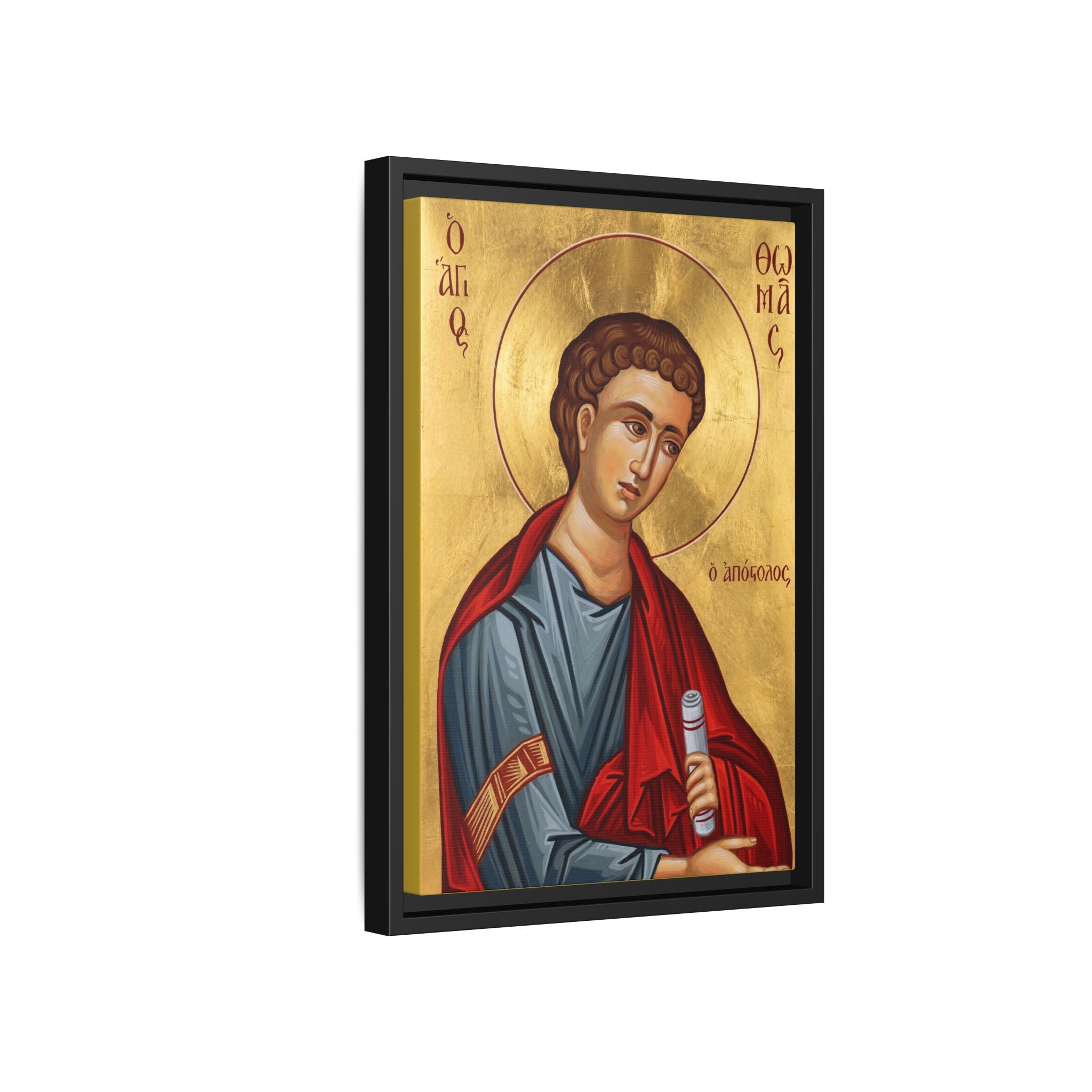Framed canvas icon of Saint Thomas the Apostle, traditional Orthodox Christian artwork