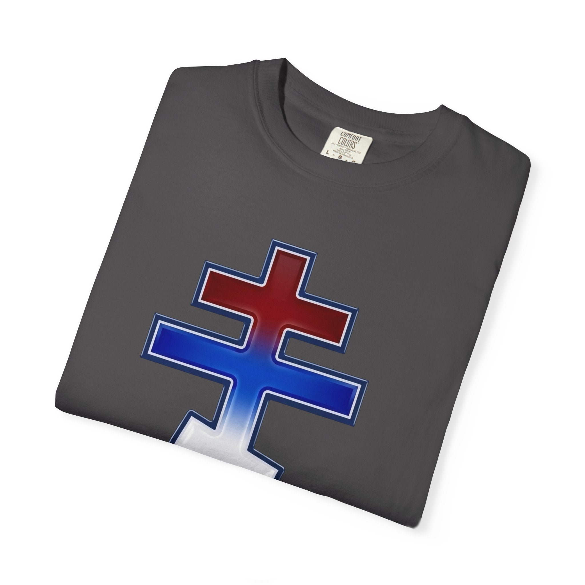 Serbian Orthodox Cross design on a heavyweight garment-dyed t-shirt