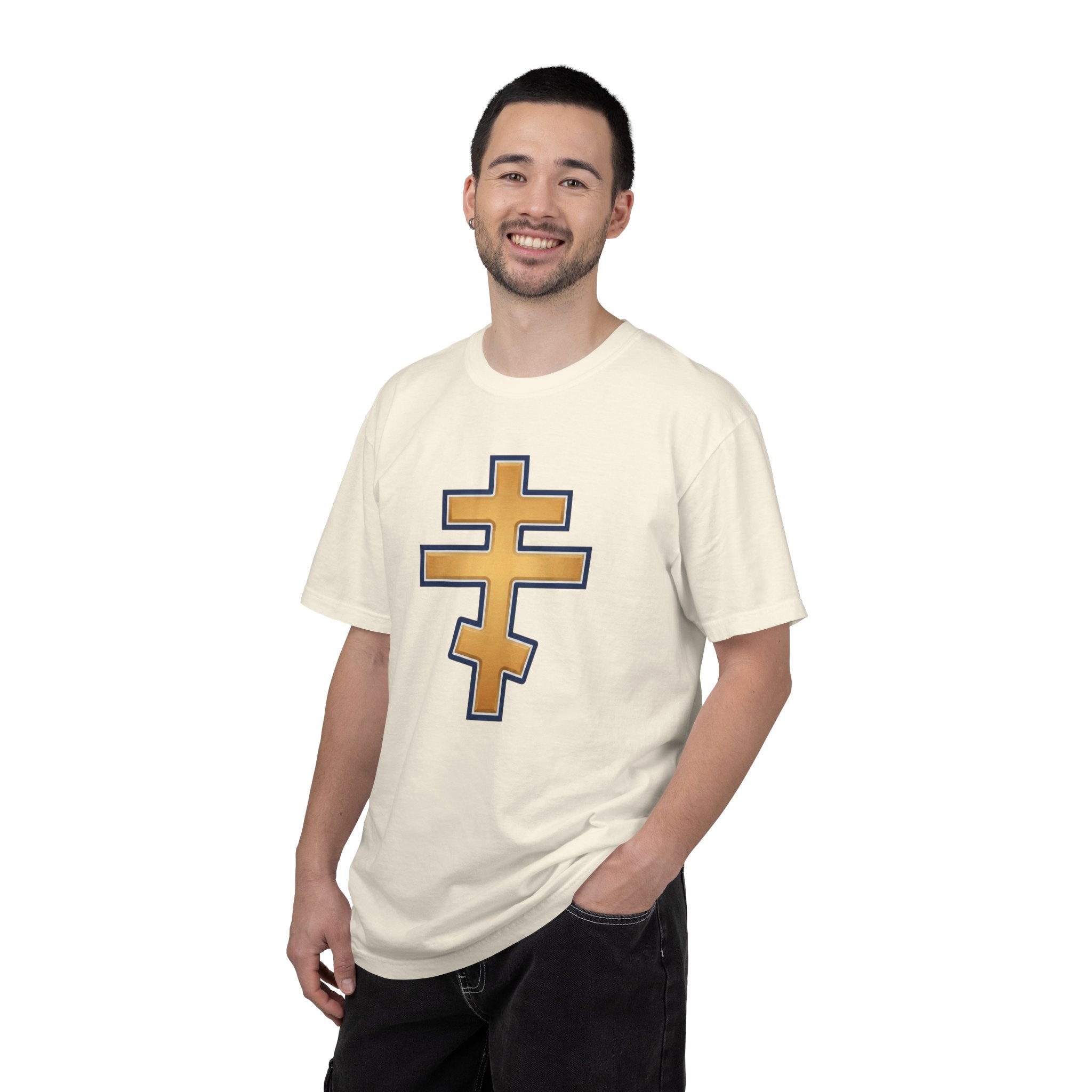 Cypriot Orthodox Cross design on a heavyweight garment-dyed t-shirt