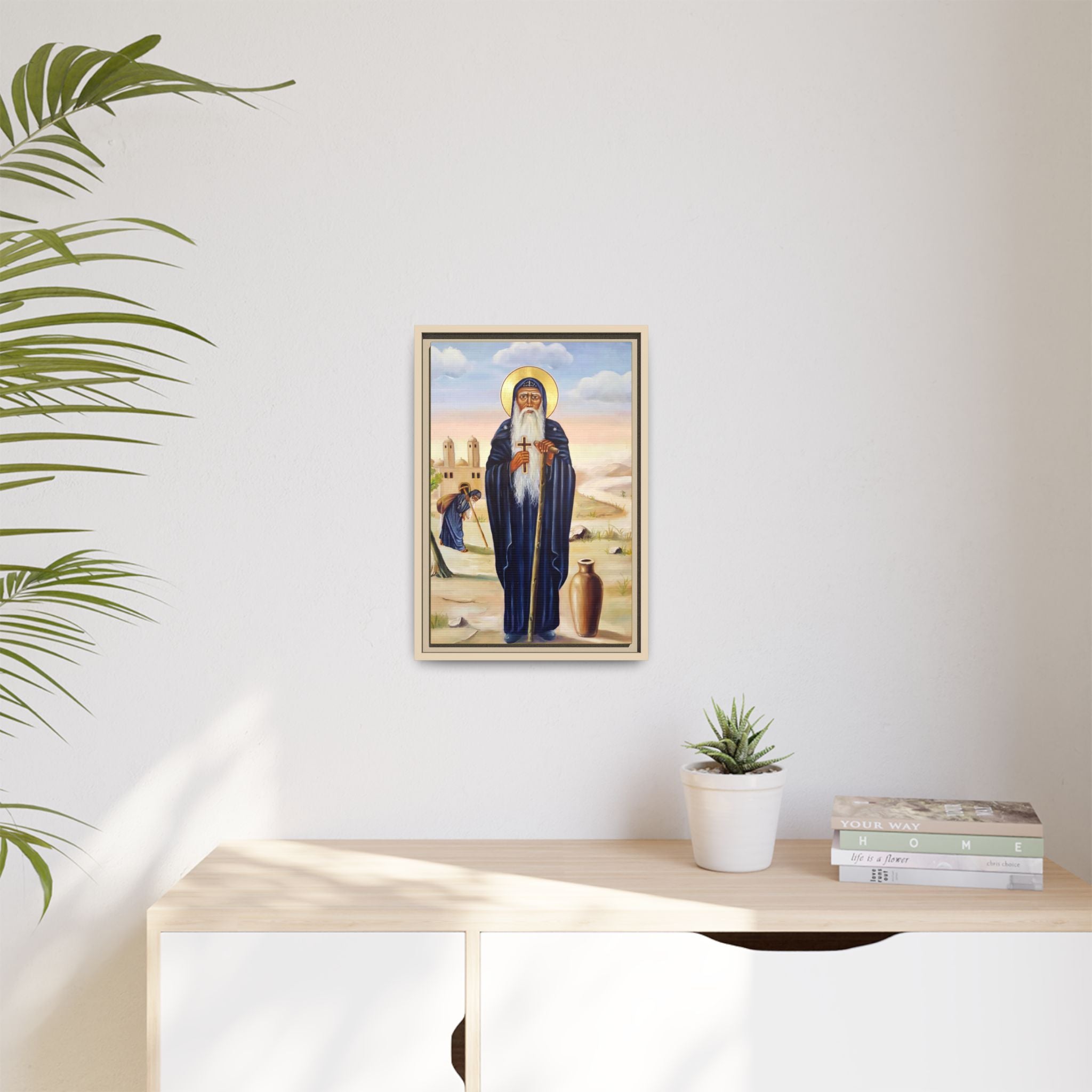 Framed canvas icon of Saint Moses the Ethiopian, traditional Orthodox Christian artwork