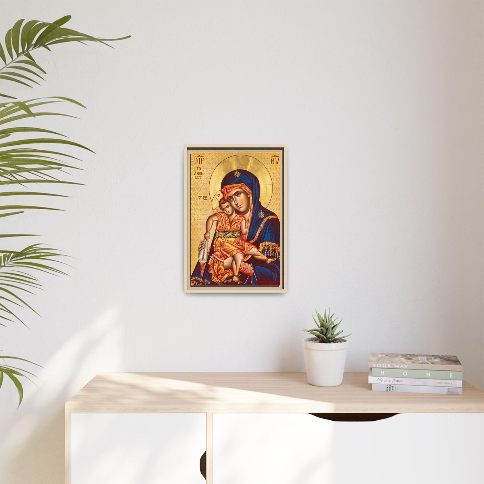 Axion Estin Theotokos Mount Athos Framed Canvas Icon