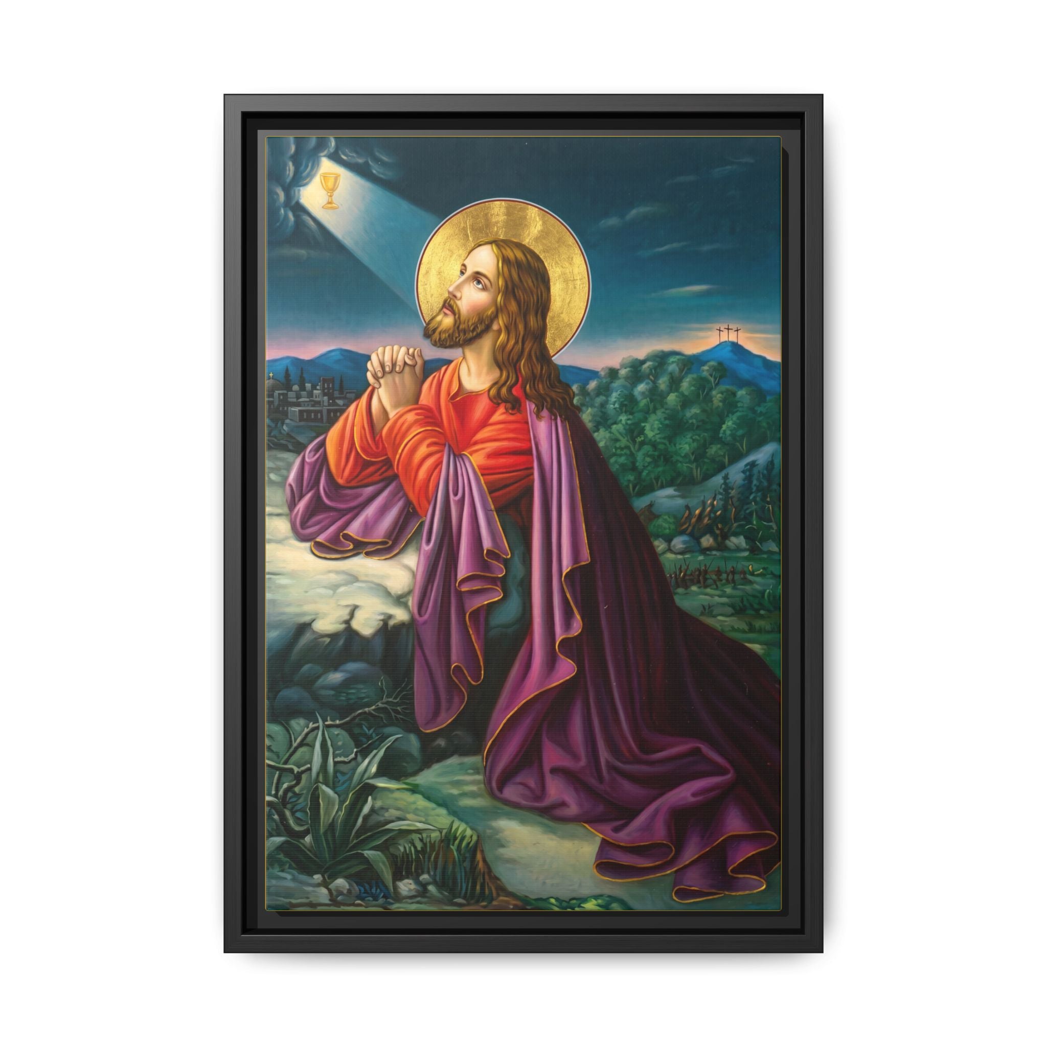 Jesus Christ Prayer Framed Canvas Icon