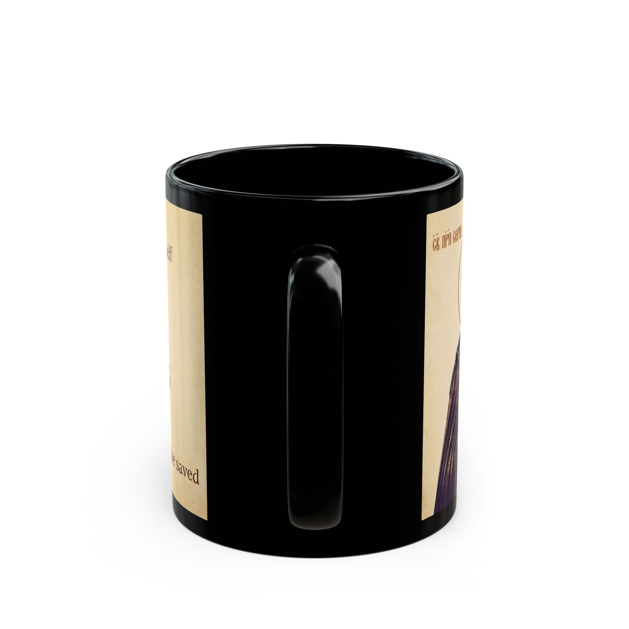 Saint Sergius of Radonezh Orthodox Christian Black Coffee Mug — Orthodox Faith Gift