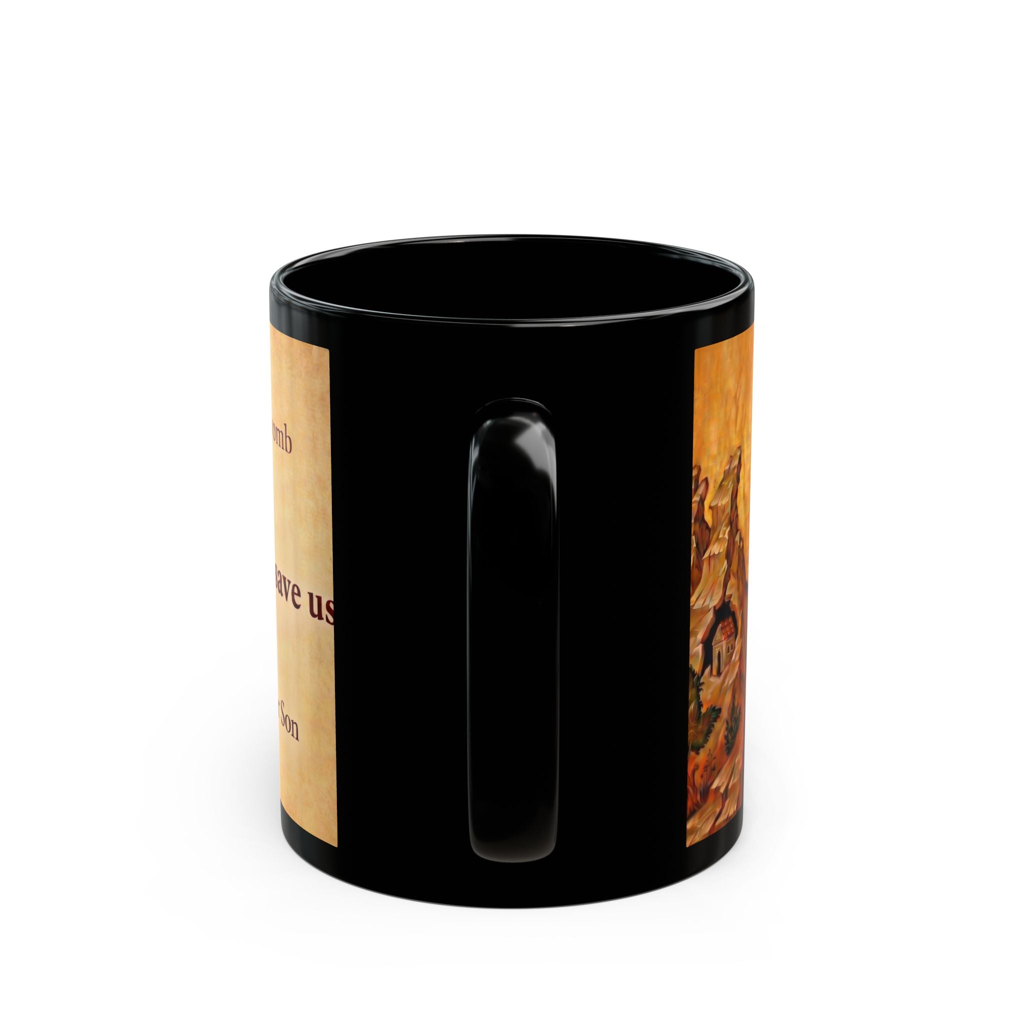 Theotokos of Tikhvin Orthodox Christian Black Coffee Mug — Orthodox Faith Gift