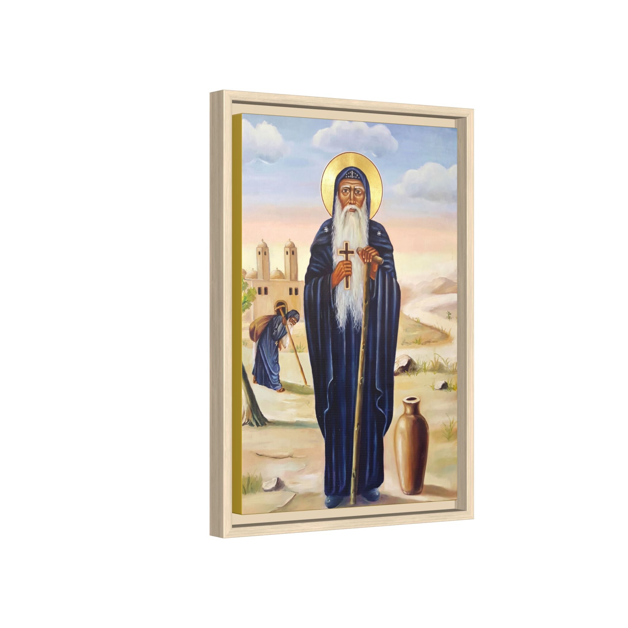 Framed canvas icon of Saint Moses the Ethiopian, traditional Orthodox Christian artwork