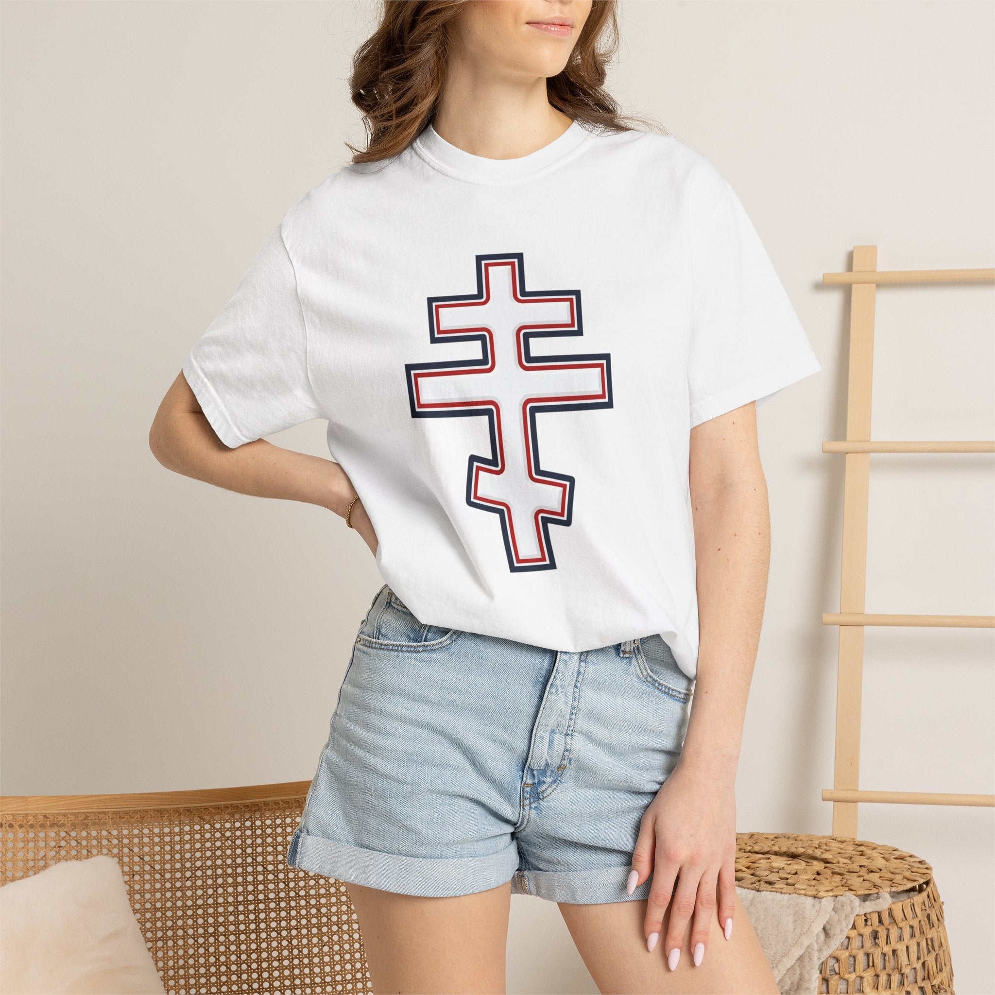 Georgian Orthodox Cross design on a heavyweight garment-dyed t-shirt