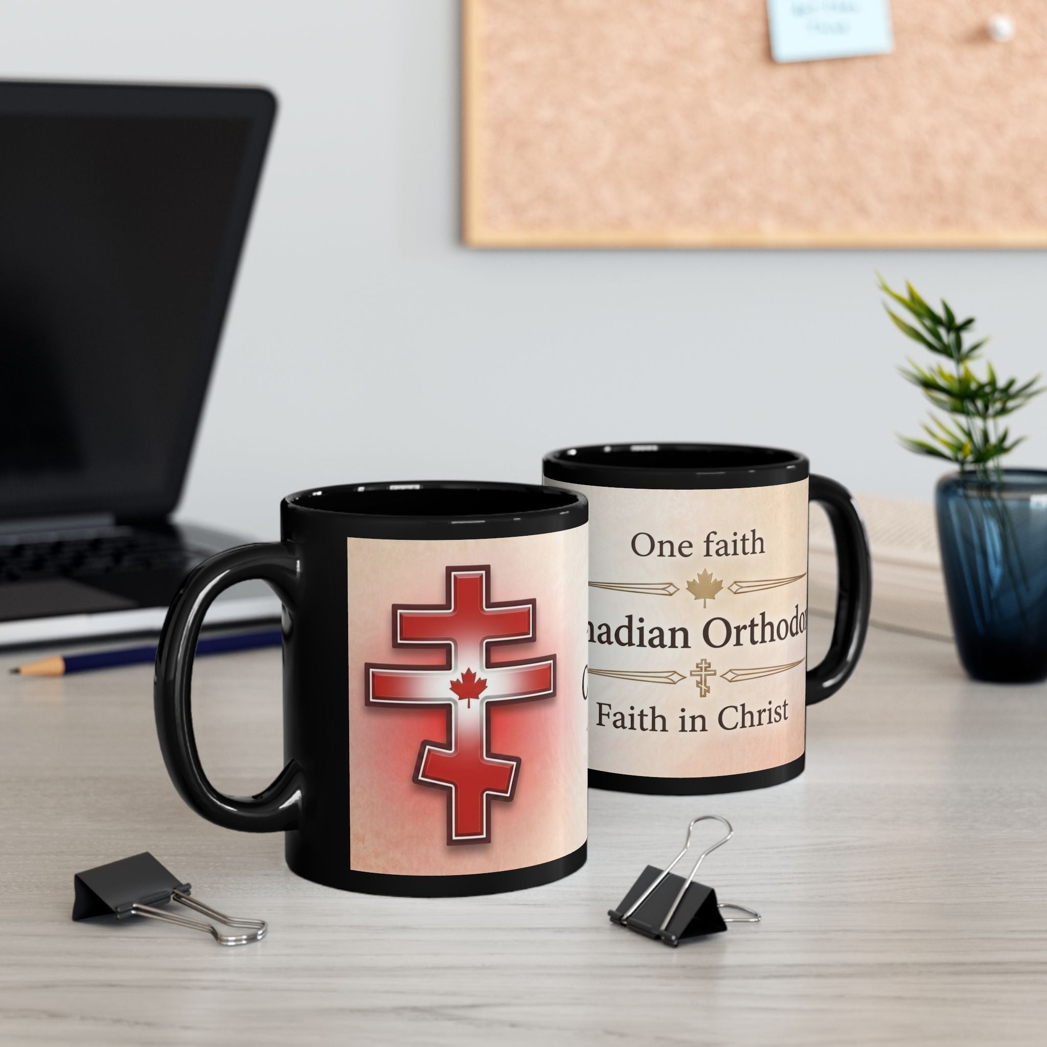 Canadian Orthodox Christian Black Coffee Mug — Christian Gift Idea