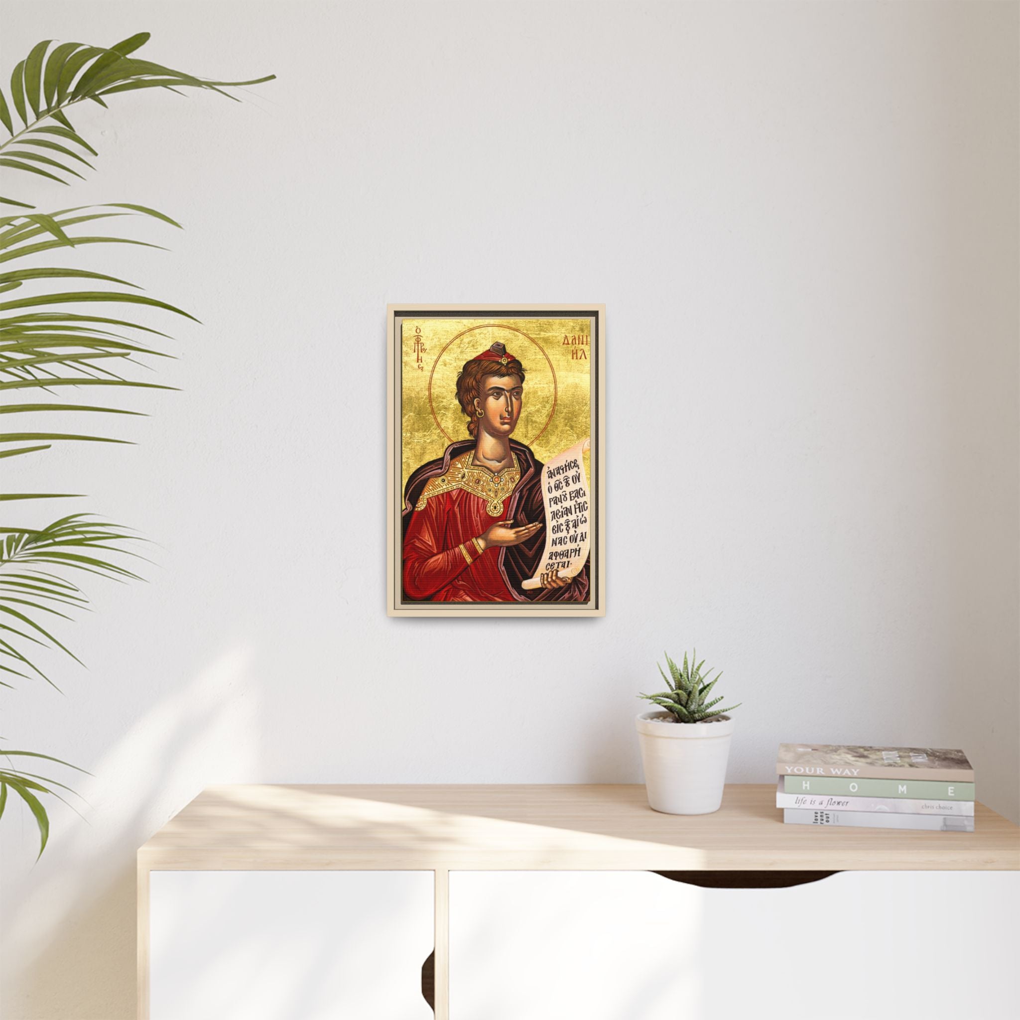 Framed canvas icon of Holy Prophet Daniel, traditional Orthodox Christian artwork