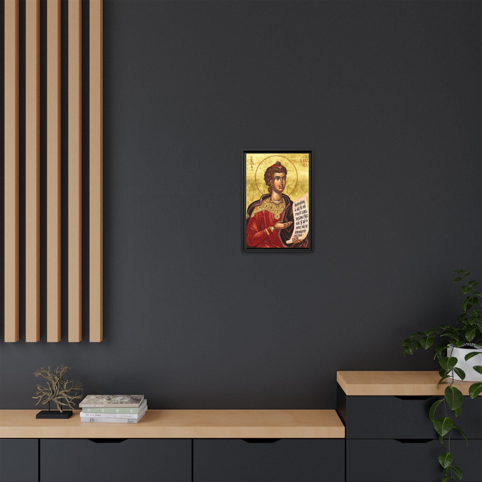 Framed canvas icon of Holy Prophet Daniel, traditional Orthodox Christian artwork