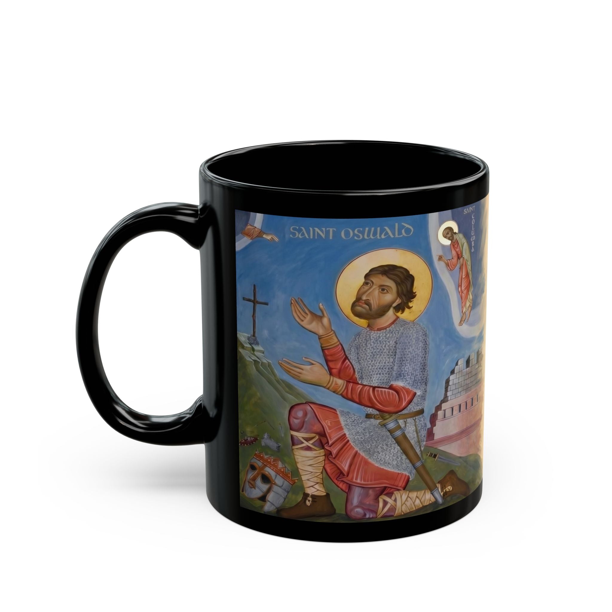 Saint Oswald of Northumbria Black Coffee Mug
