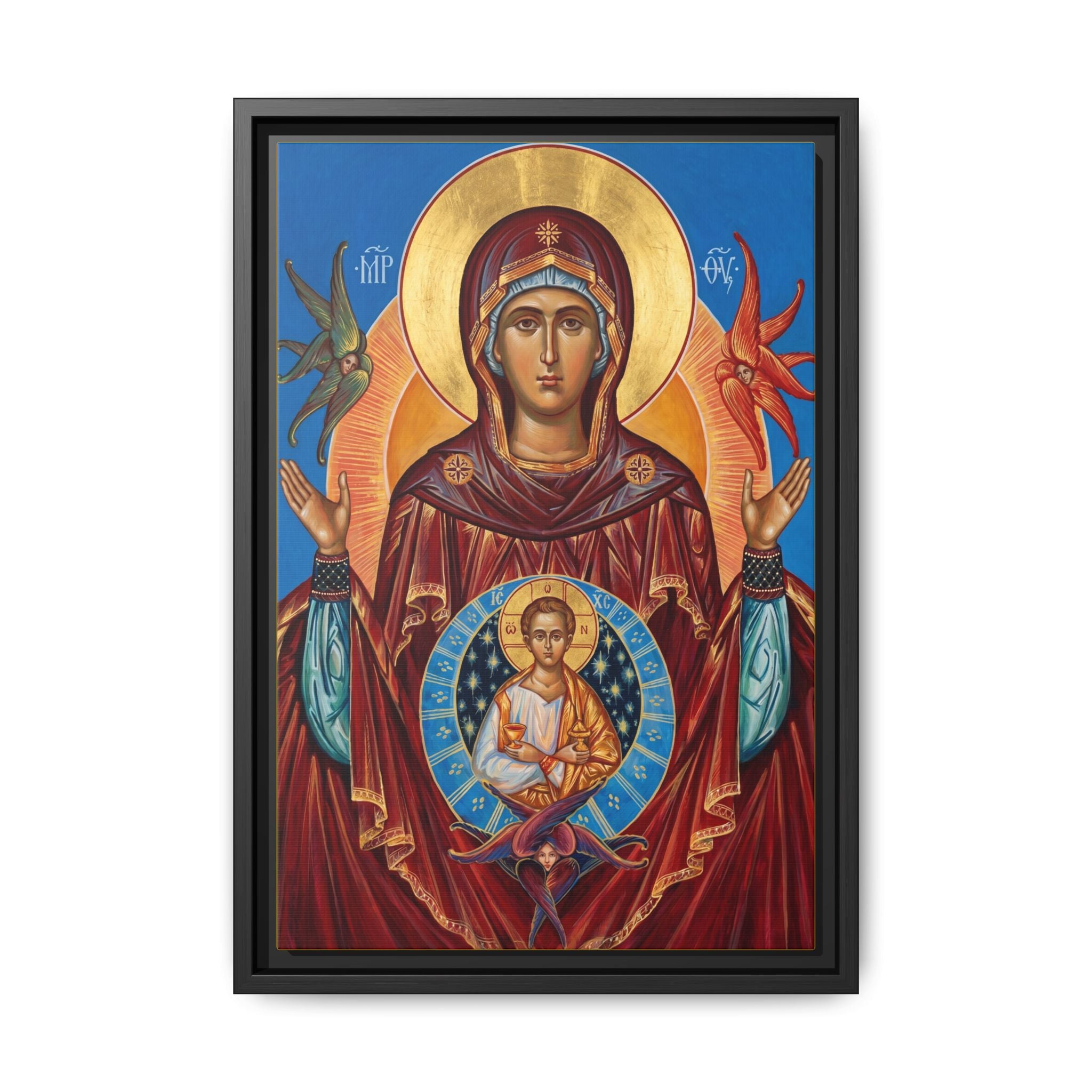 Theotokos Our Lady of the Sign Framed Canvas Icon