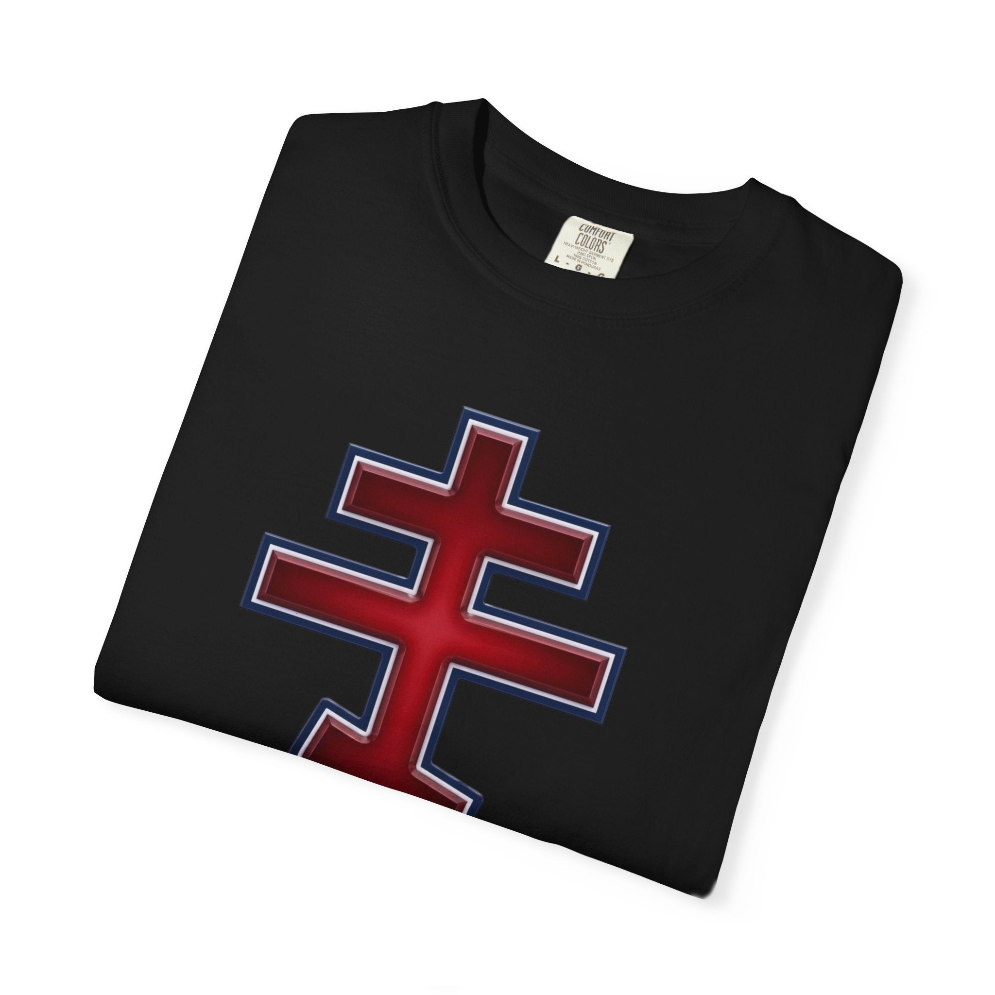 Albanian Orthodox Cross design on a heavyweight garment-dyed t-shirt
