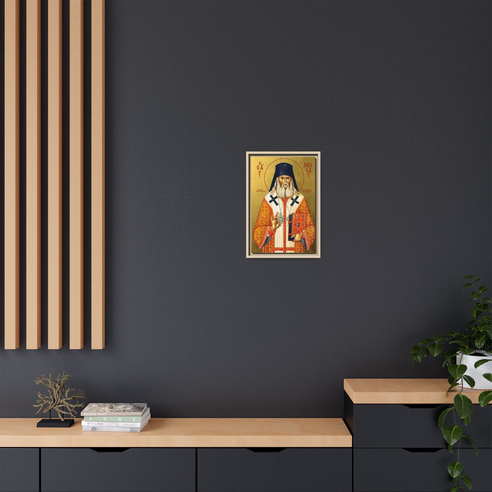 Framed canvas icon of Saint Luke the Surgeon of Crimea, traditional Orthodox Christian artwork