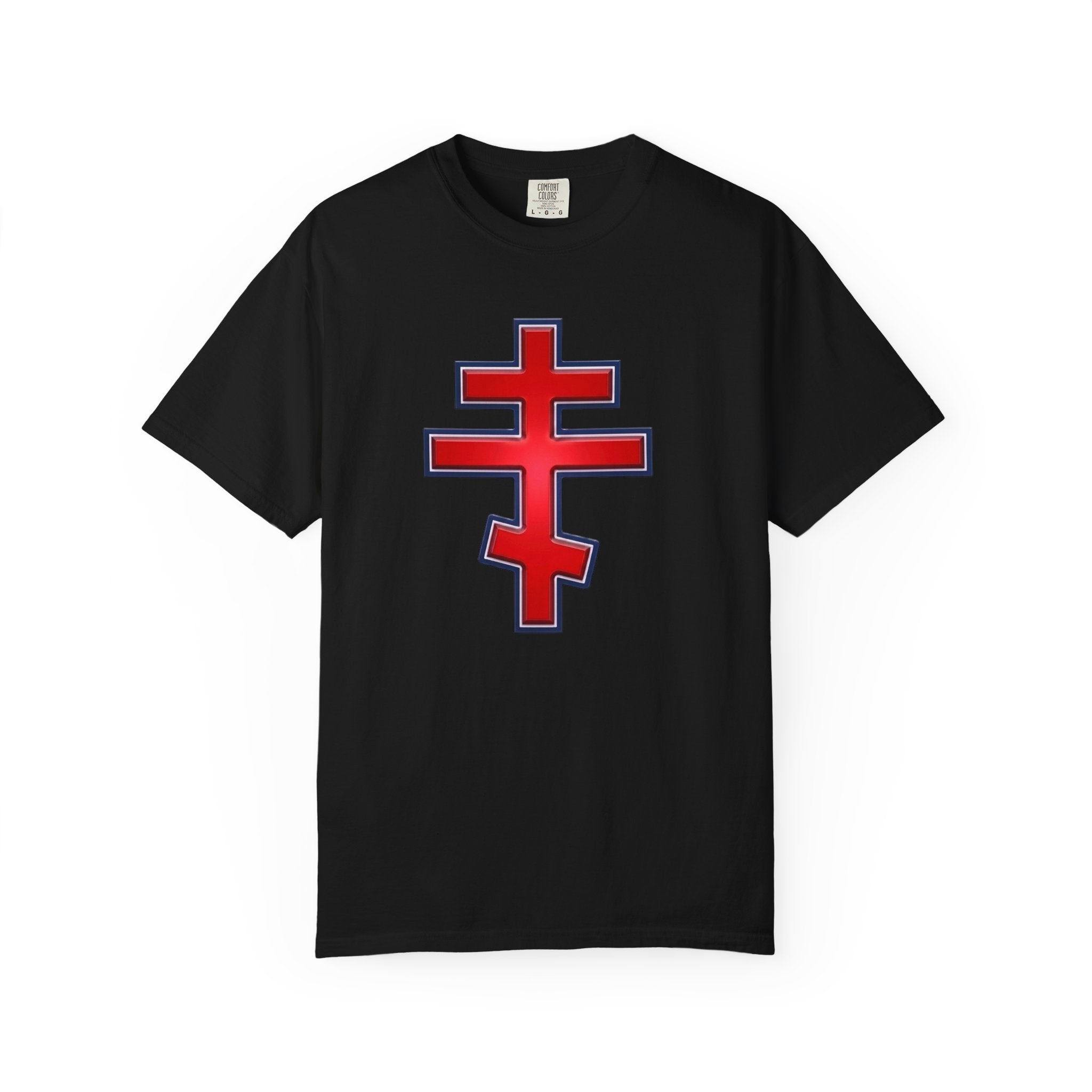 Montenegrin Orthodox Cross design on a heavyweight garment-dyed t-shirt