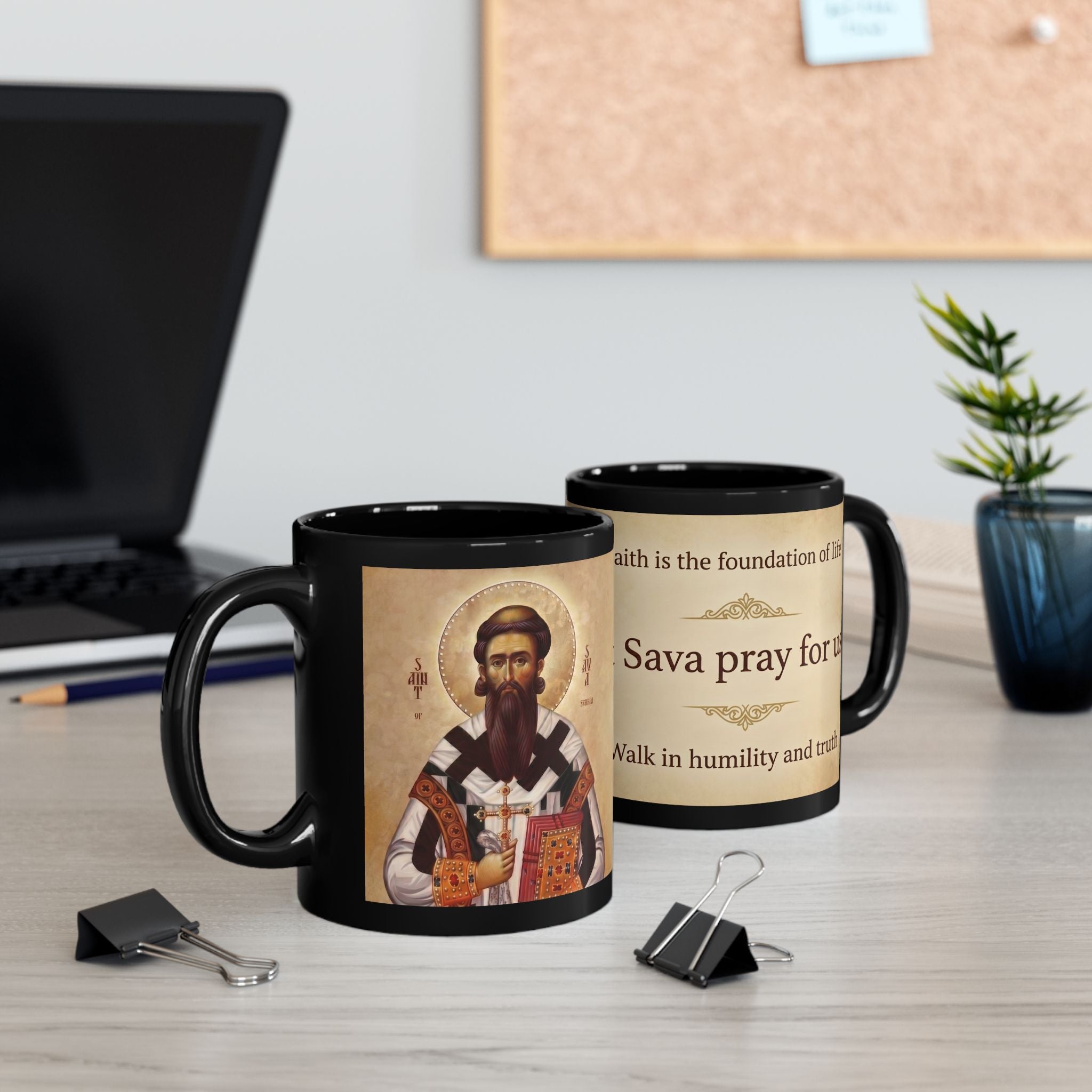 Saint Sava of Serbia Orthodox Christian Black Coffee Mug — Christian Gift Idea