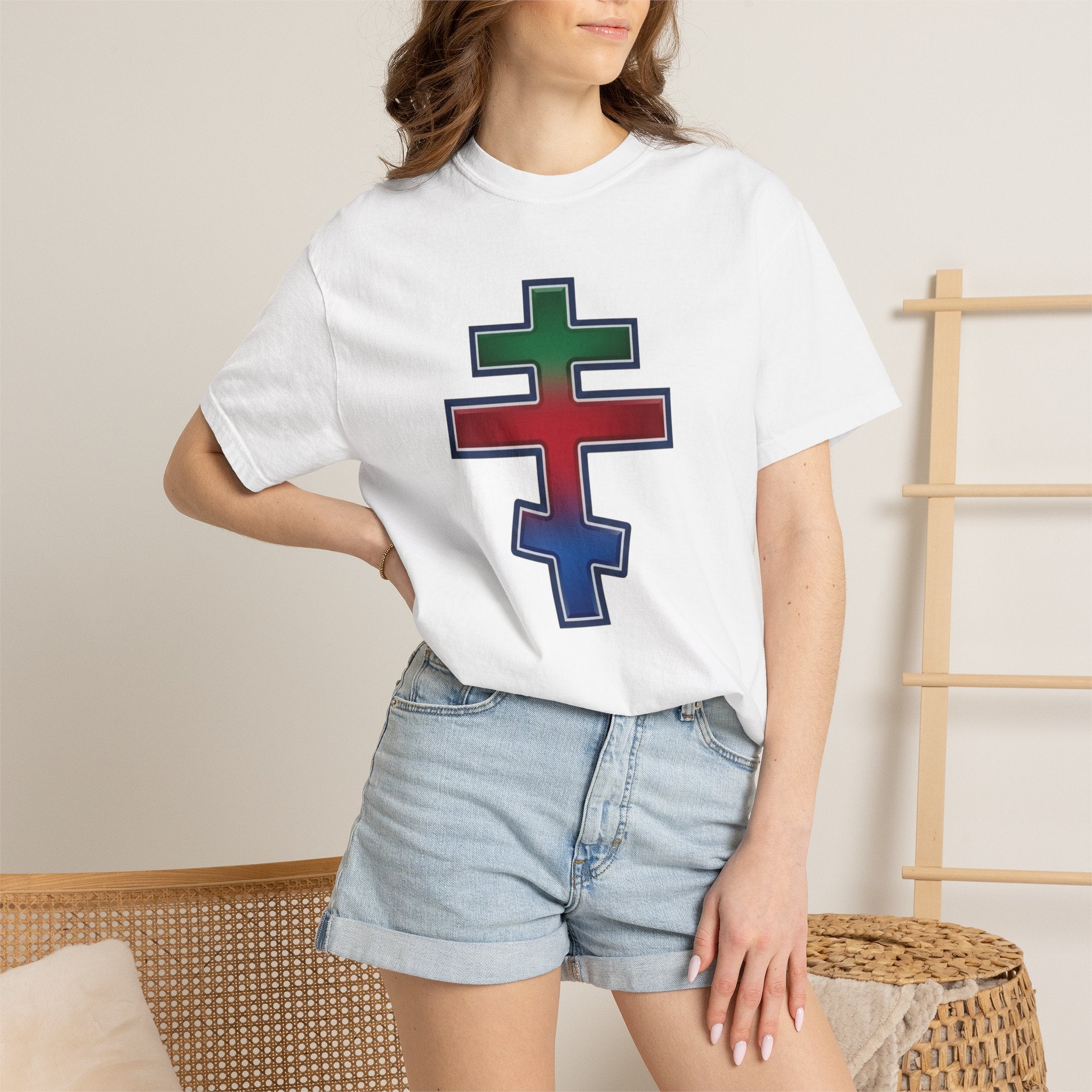 Eritrean Orthodox Cross design on a heavyweight garment-dyed t-shirt