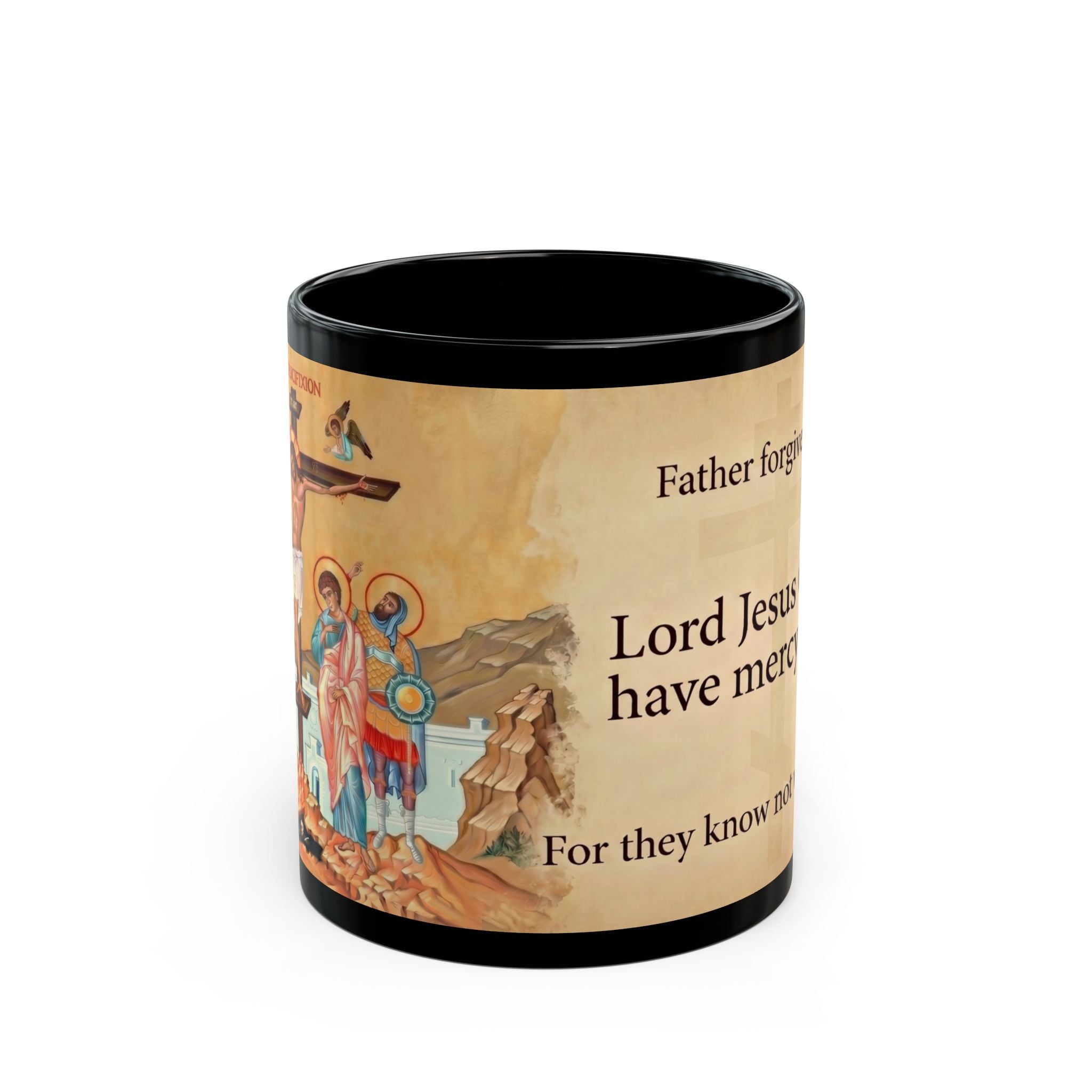 Crucifixion of Christ Orthodox Christian Black Coffee Mug — Orthodox Christian Mug