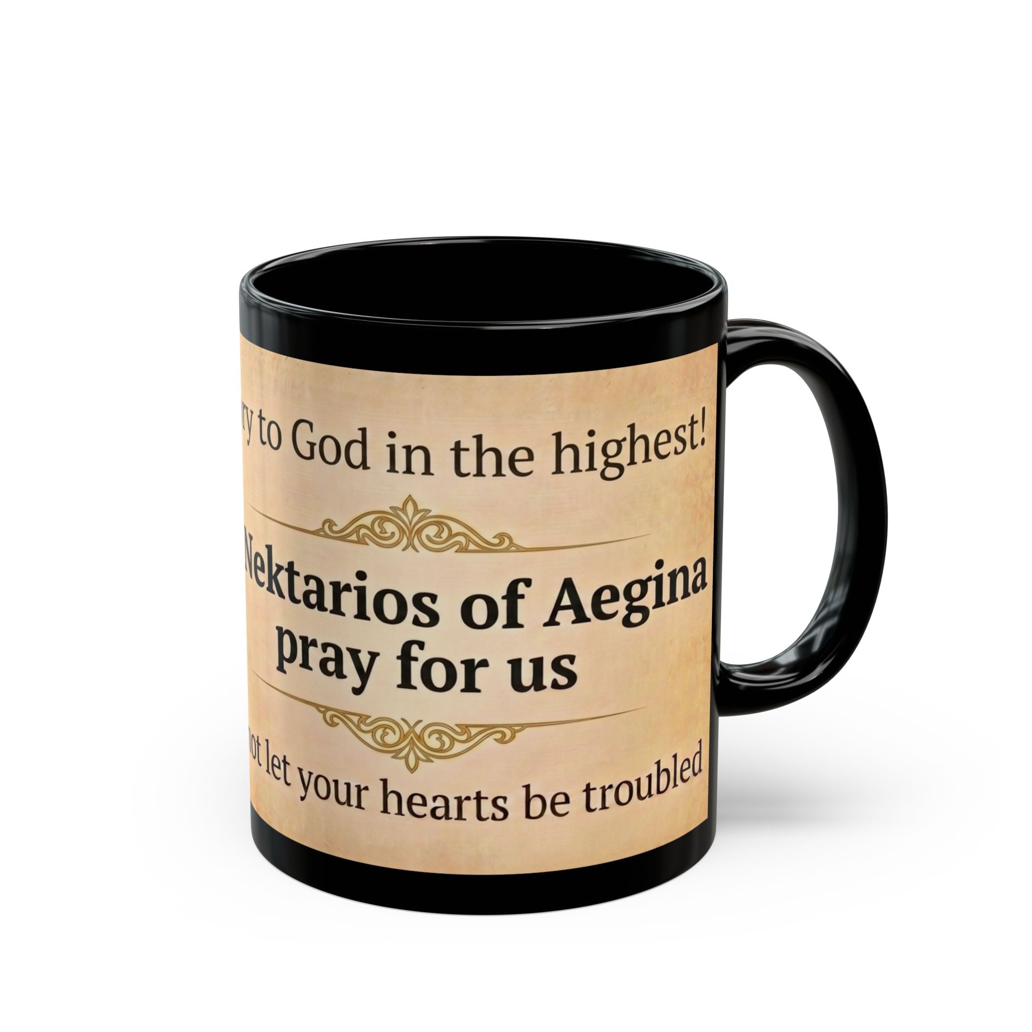 Saint Nektarios of Aegina Orthodox Christian Black Coffee Mug — Orthodox Faith Gift