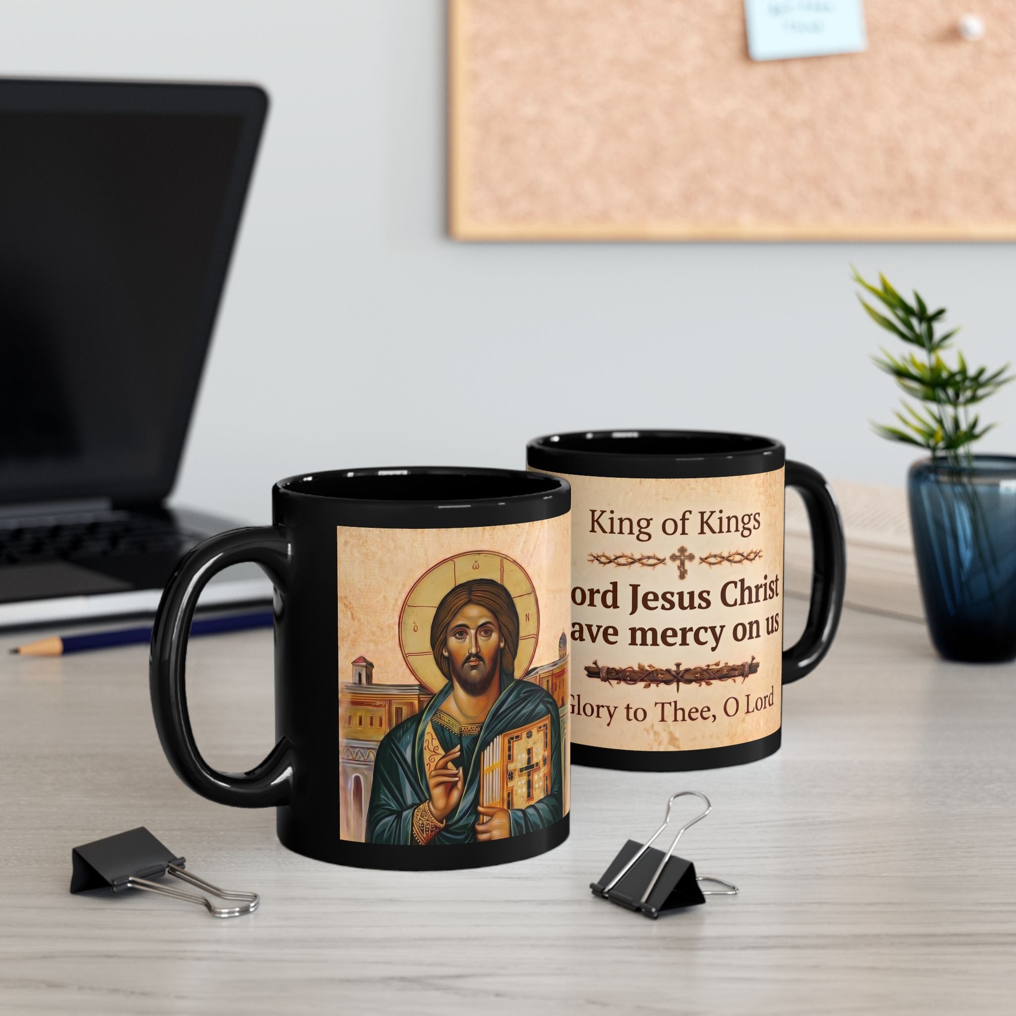 Christ the Pantocrator Orthodox Christian Black Coffee Mug — Christian Gift Idea