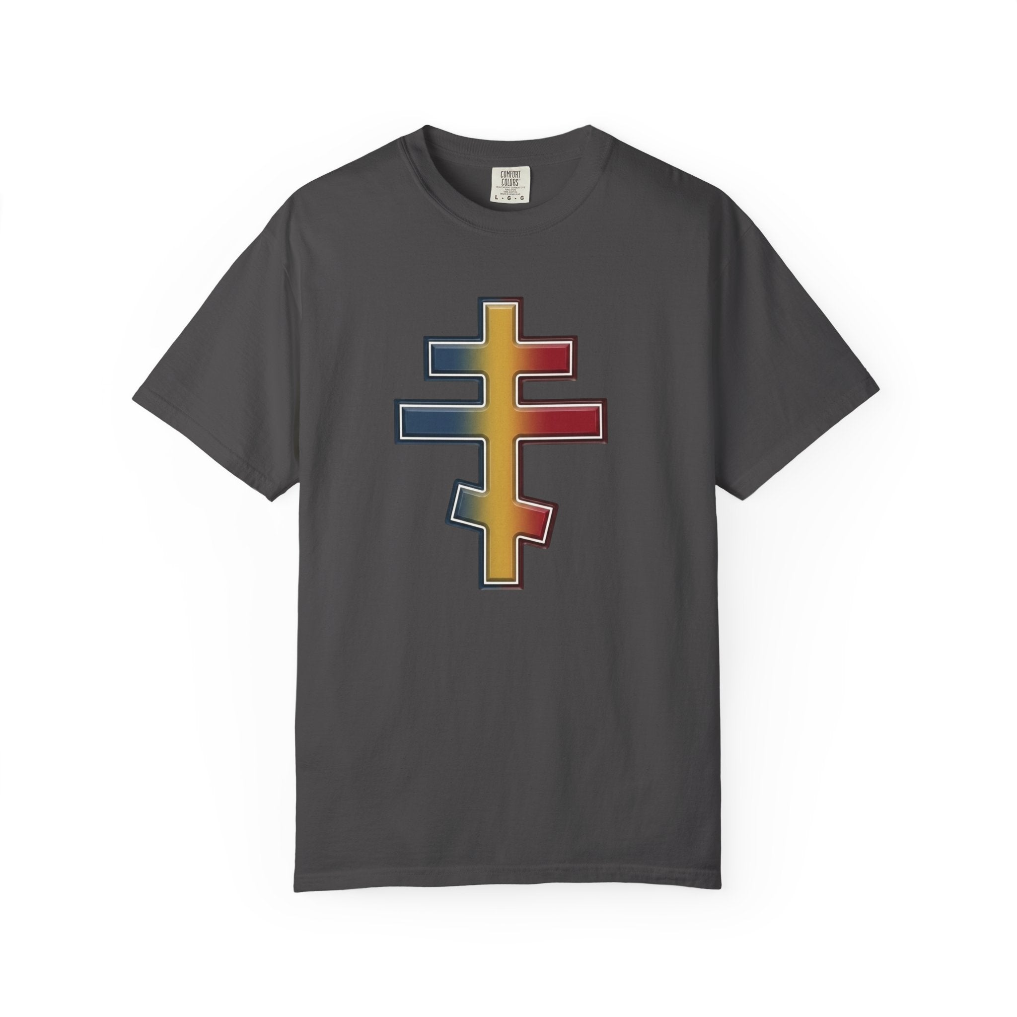 Moldovan Orthodox Cross design on a heavyweight garment-dyed t-shirt