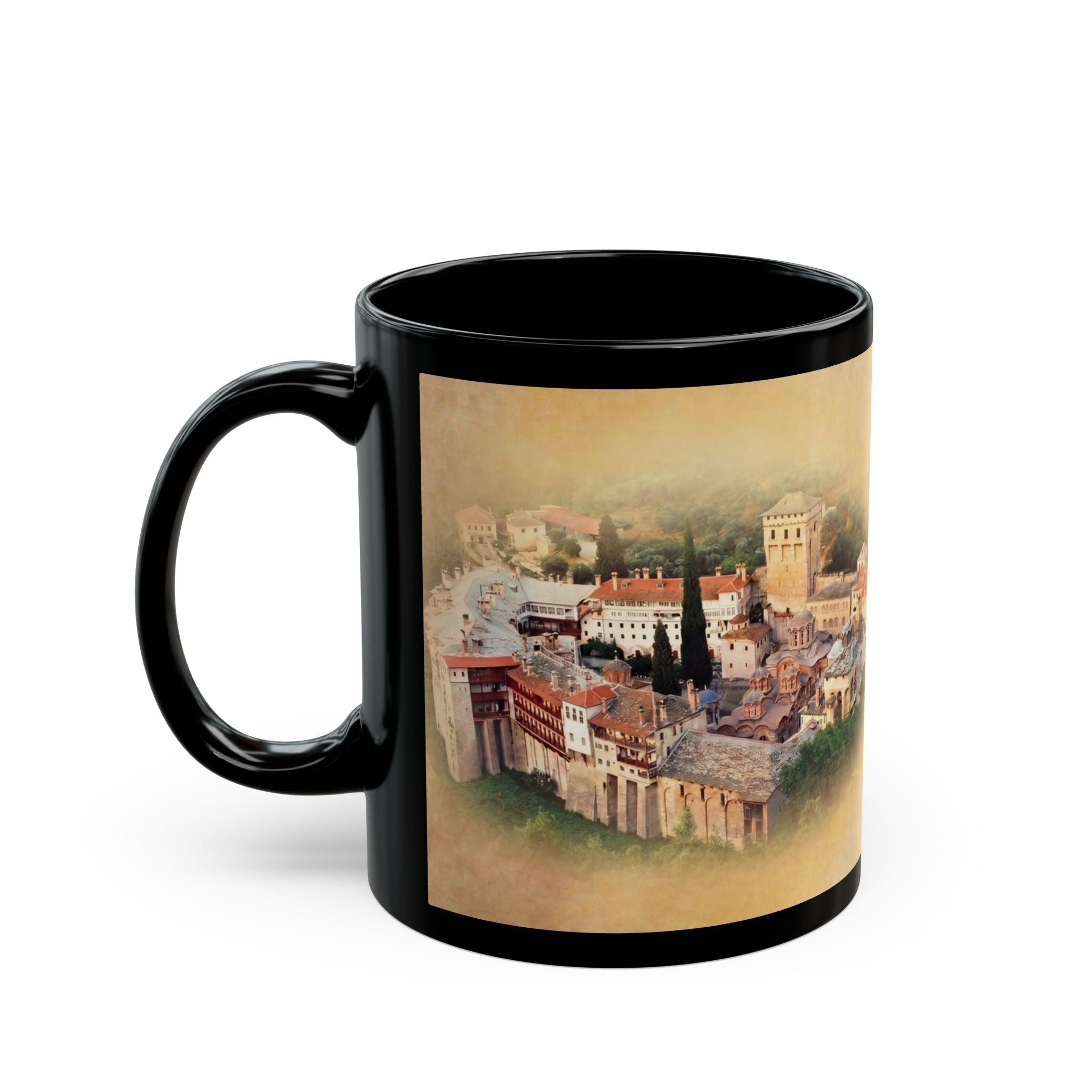 Hilandar Monastery Orthodox Christian Black Coffee Mug — Orthodox Christian Gift