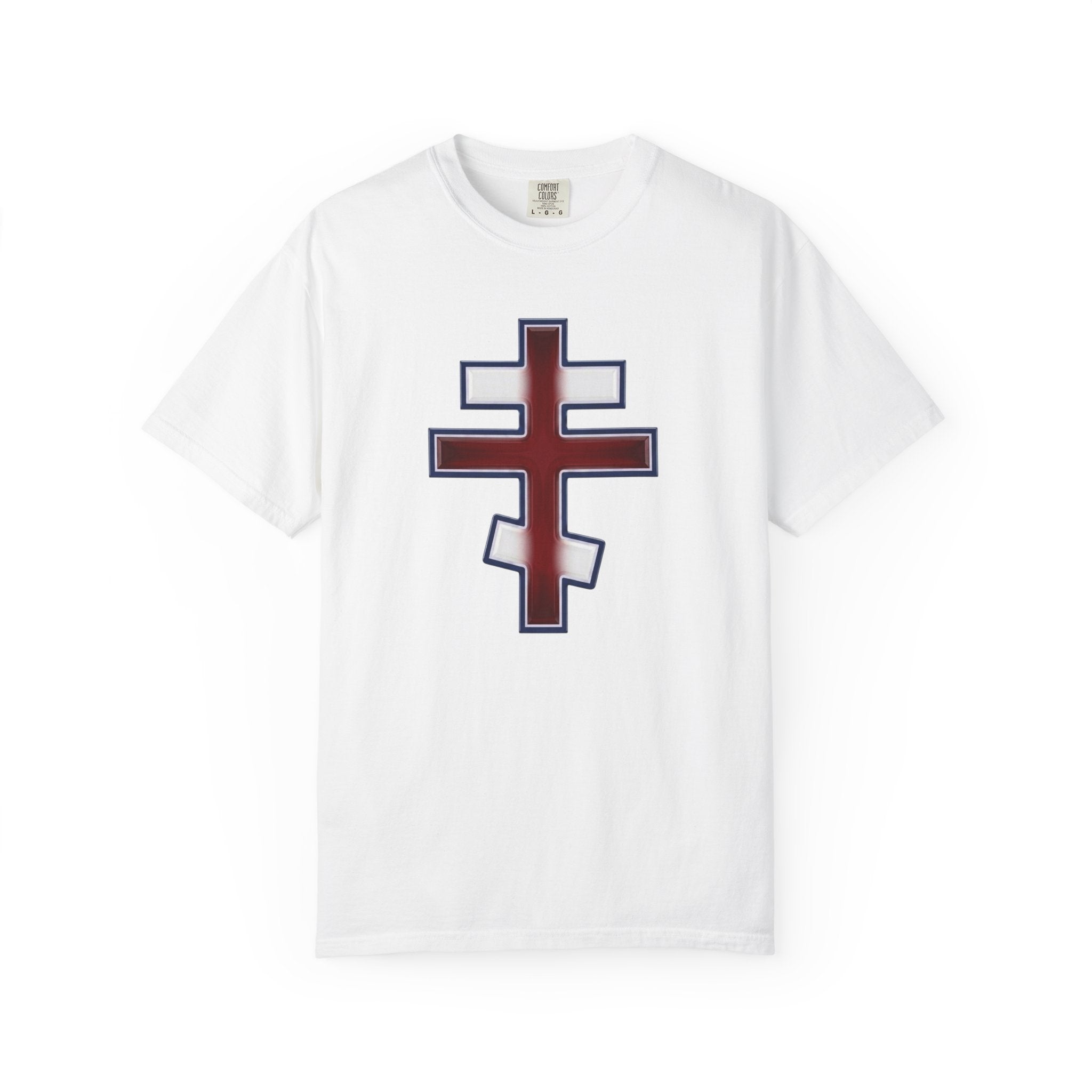 United Kingdom Orthodox Cross design on a heavyweight garment-dyed t-shirt
