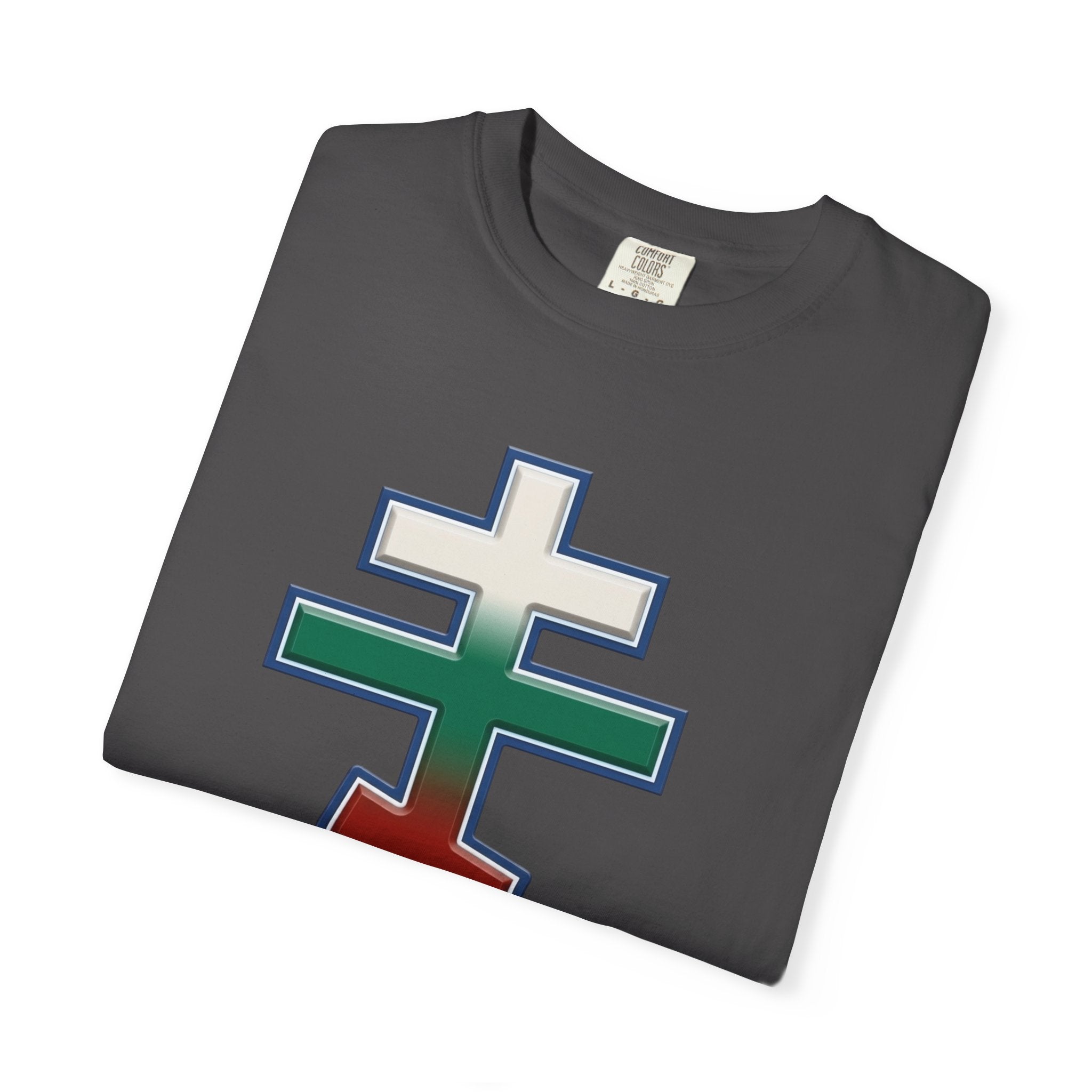 Bulgarian Orthodox Cross design on a heavyweight garment-dyed t-shirt
