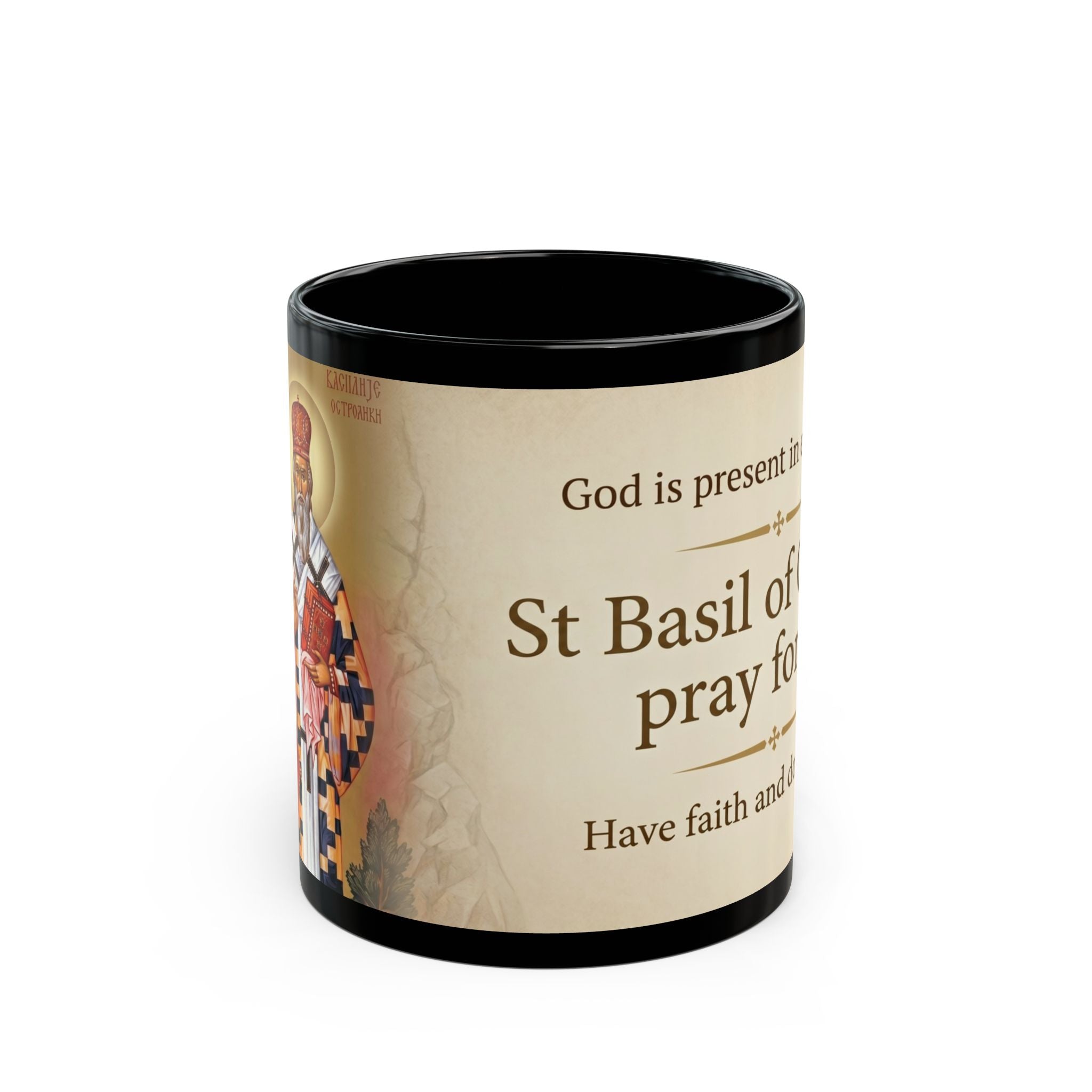 Saint Basil of Ostrog Orthodox Christian Black Coffee Mug — Orthodox Christian Mug