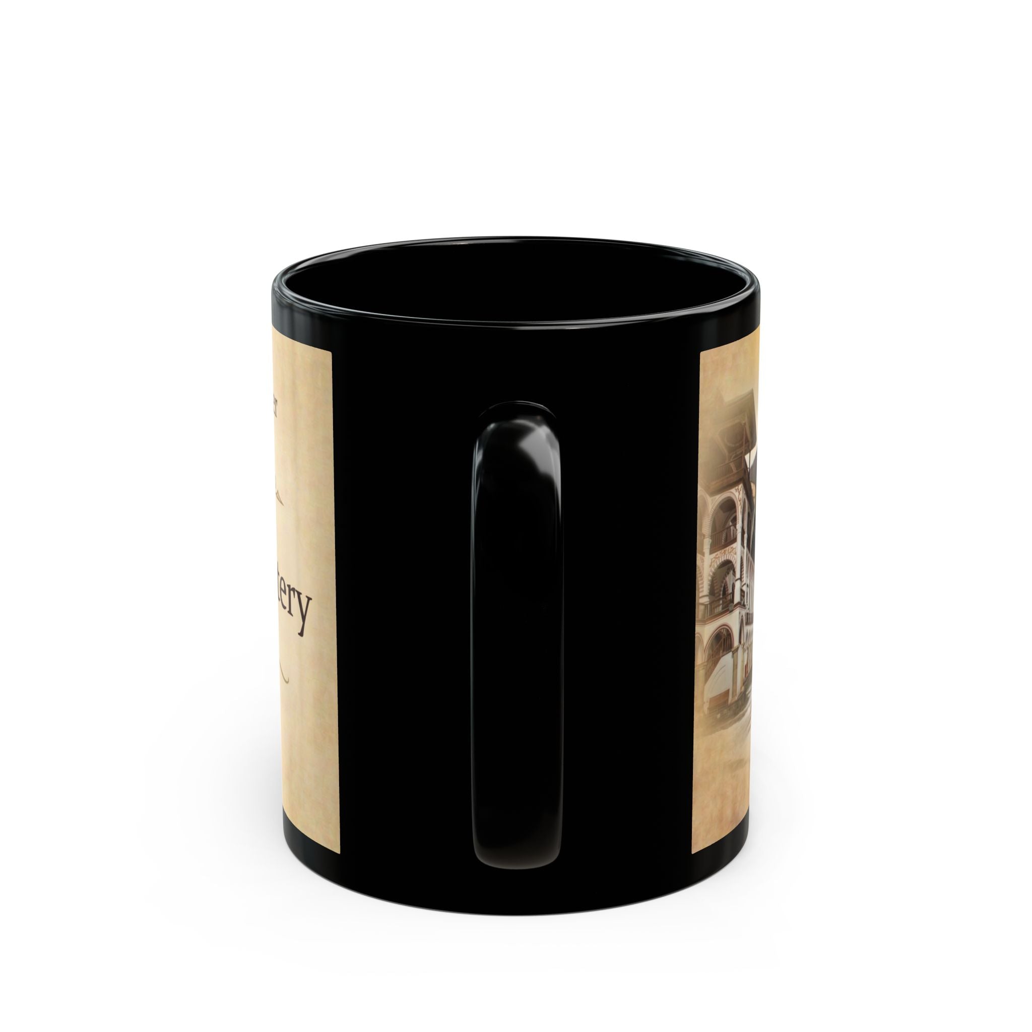 Rila Monastery Orthodox Christian Black Coffee Mug — Orthodox Faith Gift