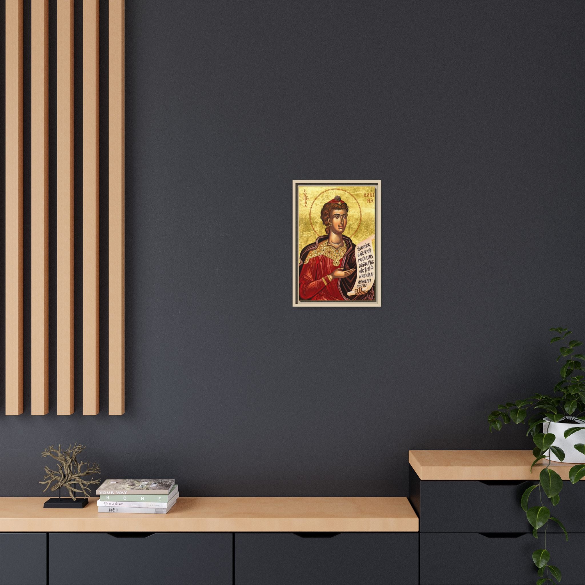 Framed canvas icon of Holy Prophet Daniel, traditional Orthodox Christian artwork