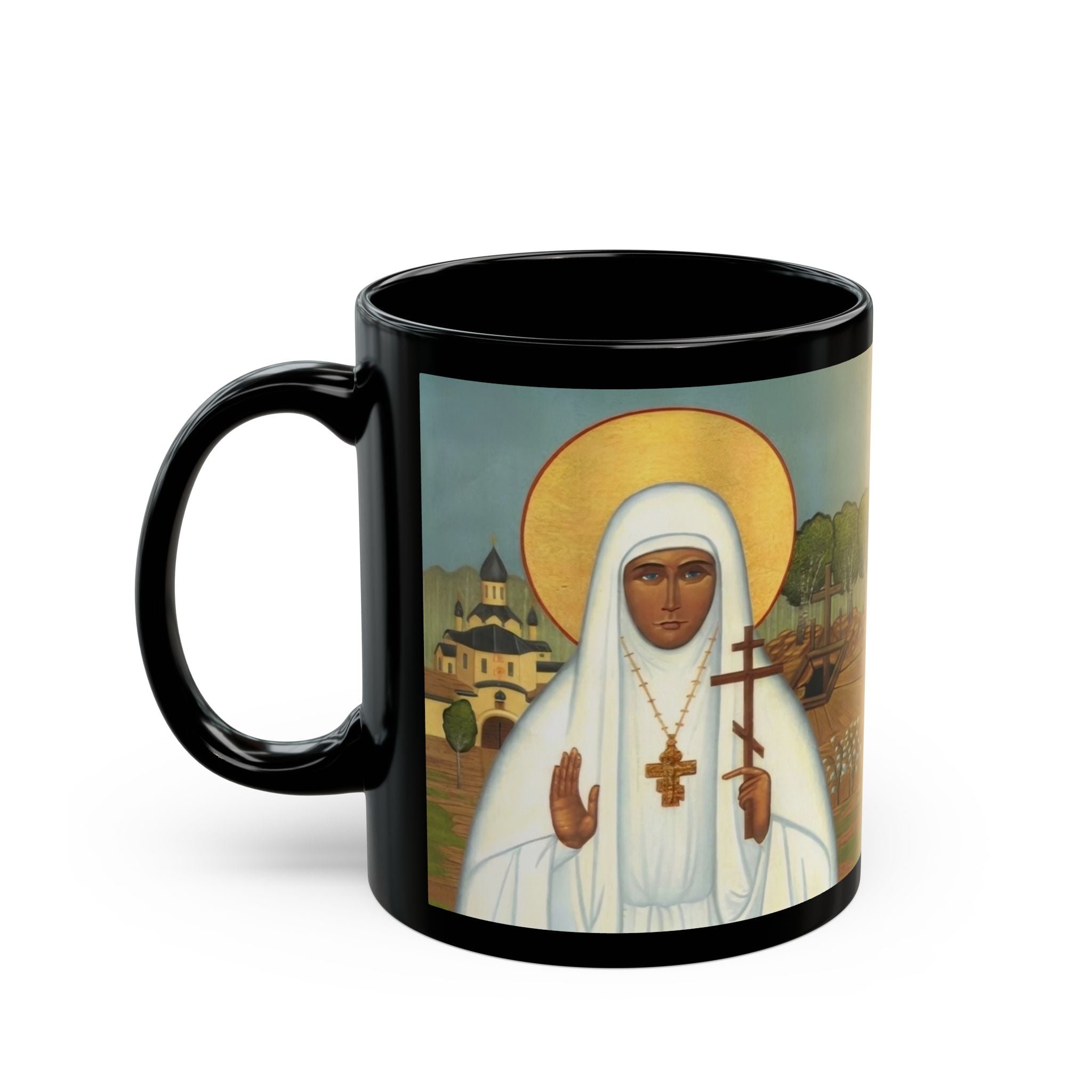 New Martyr Elizabeth Black Coffee Mug