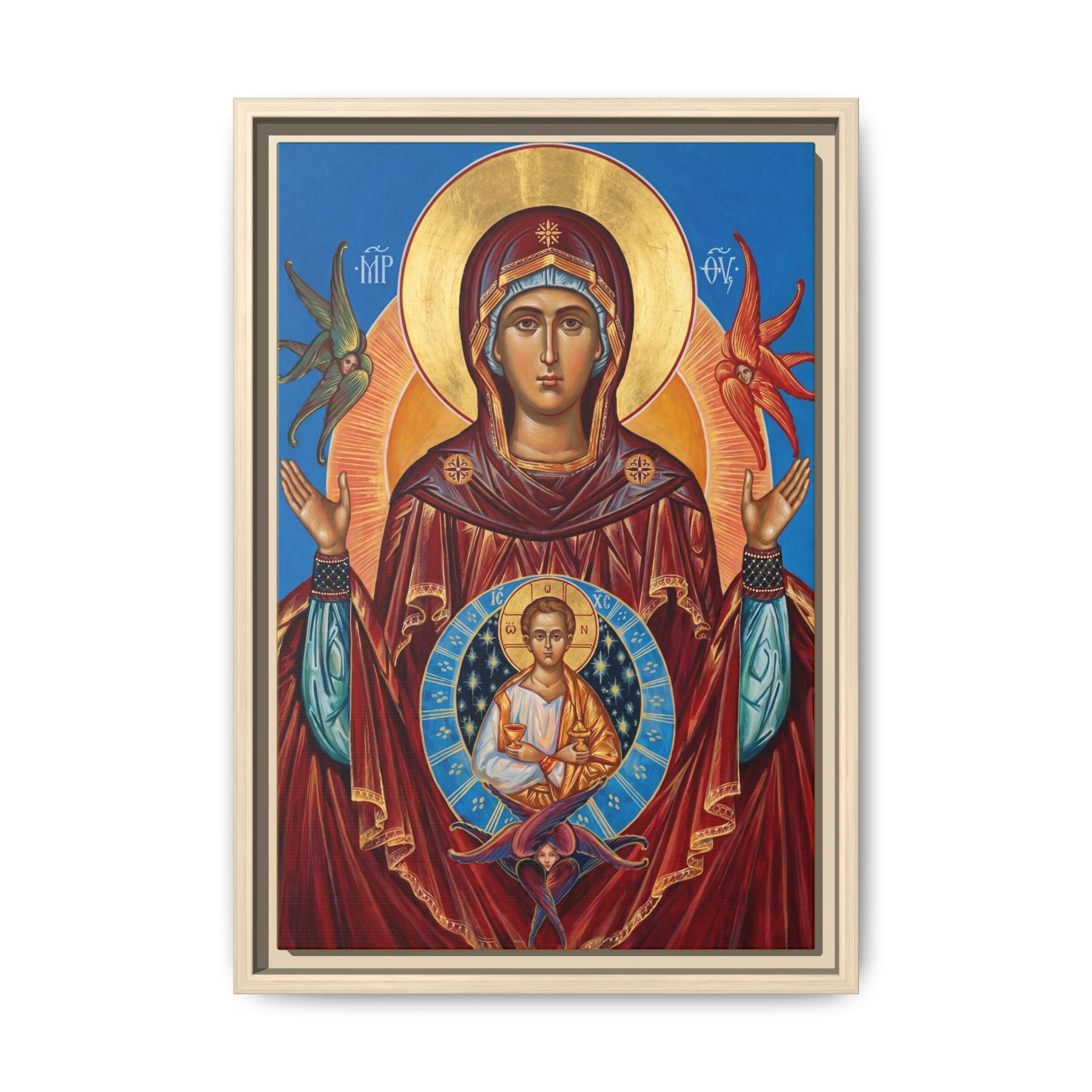 Theotokos Our Lady of the Sign Framed Canvas Icon