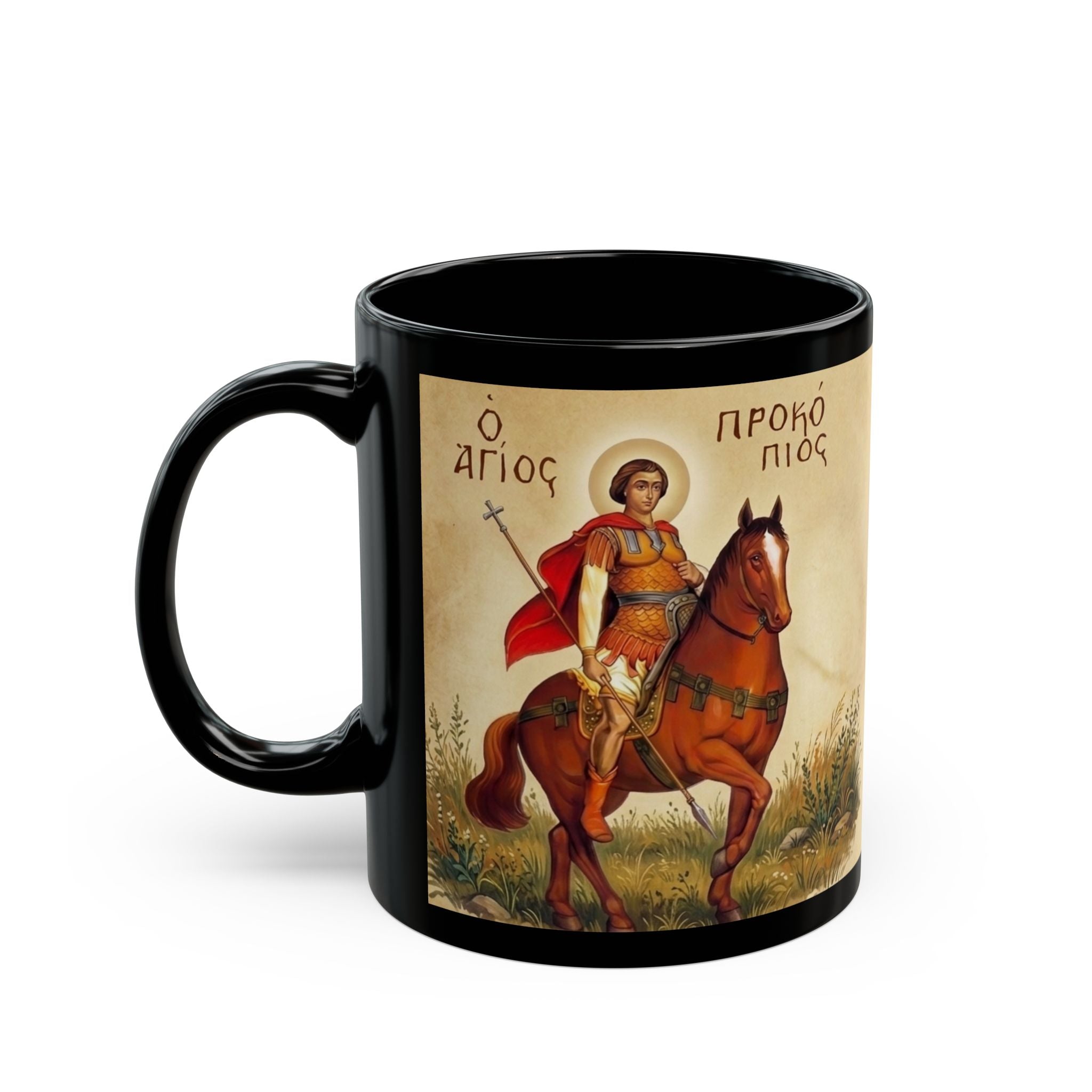 Saint Procopius the Great Martyr Orthodox Christian Black Coffee Mug — Orthodox Christian Gift