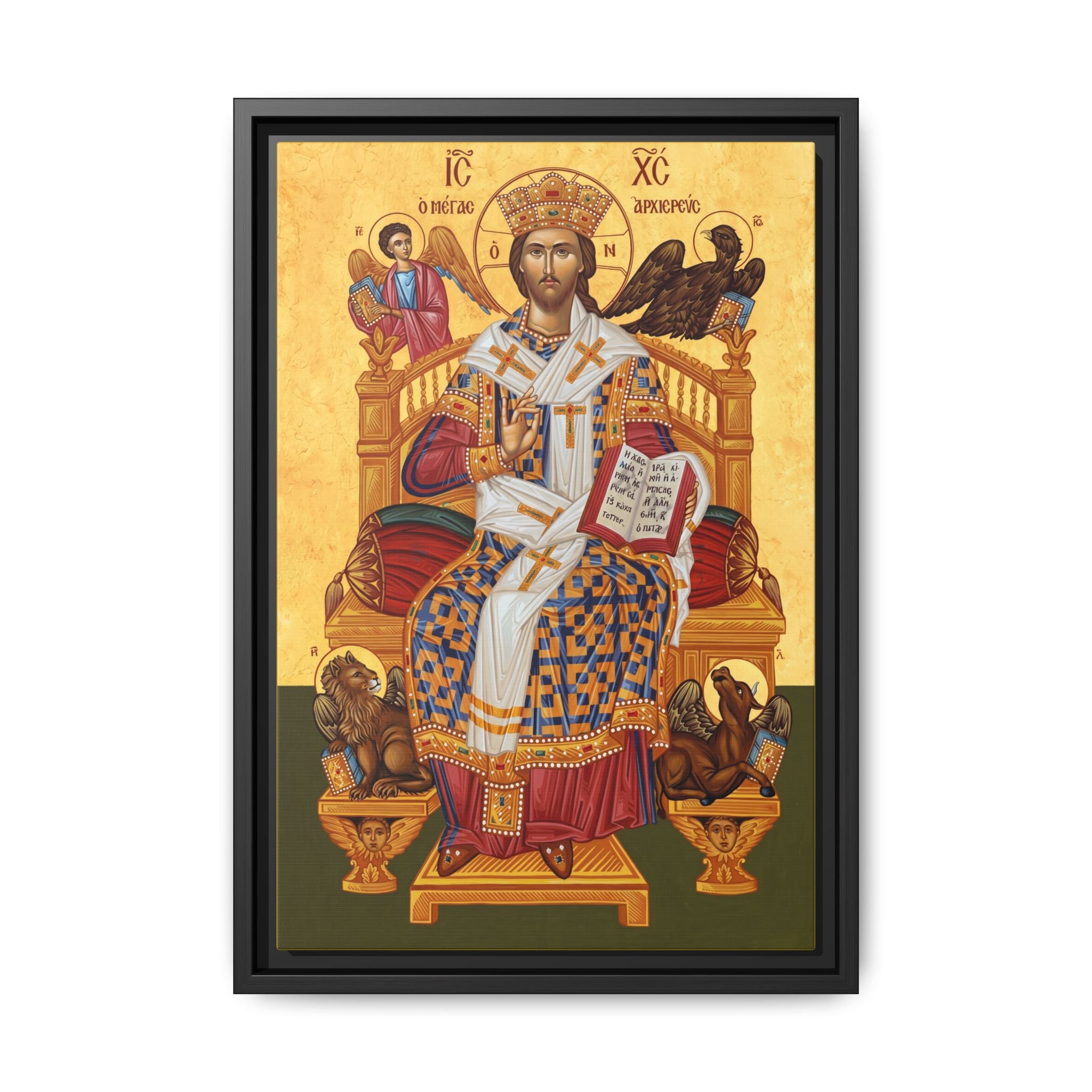 Christ Enthroned the Great High Priest Framed Canvas Icon