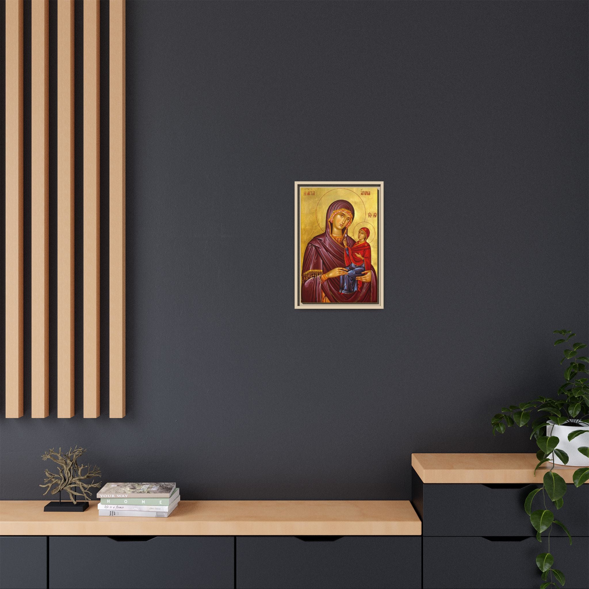 Framed canvas icon of Saint Anna Mother of the Most Holy Theotokos, traditional Orthodox Christian artwork