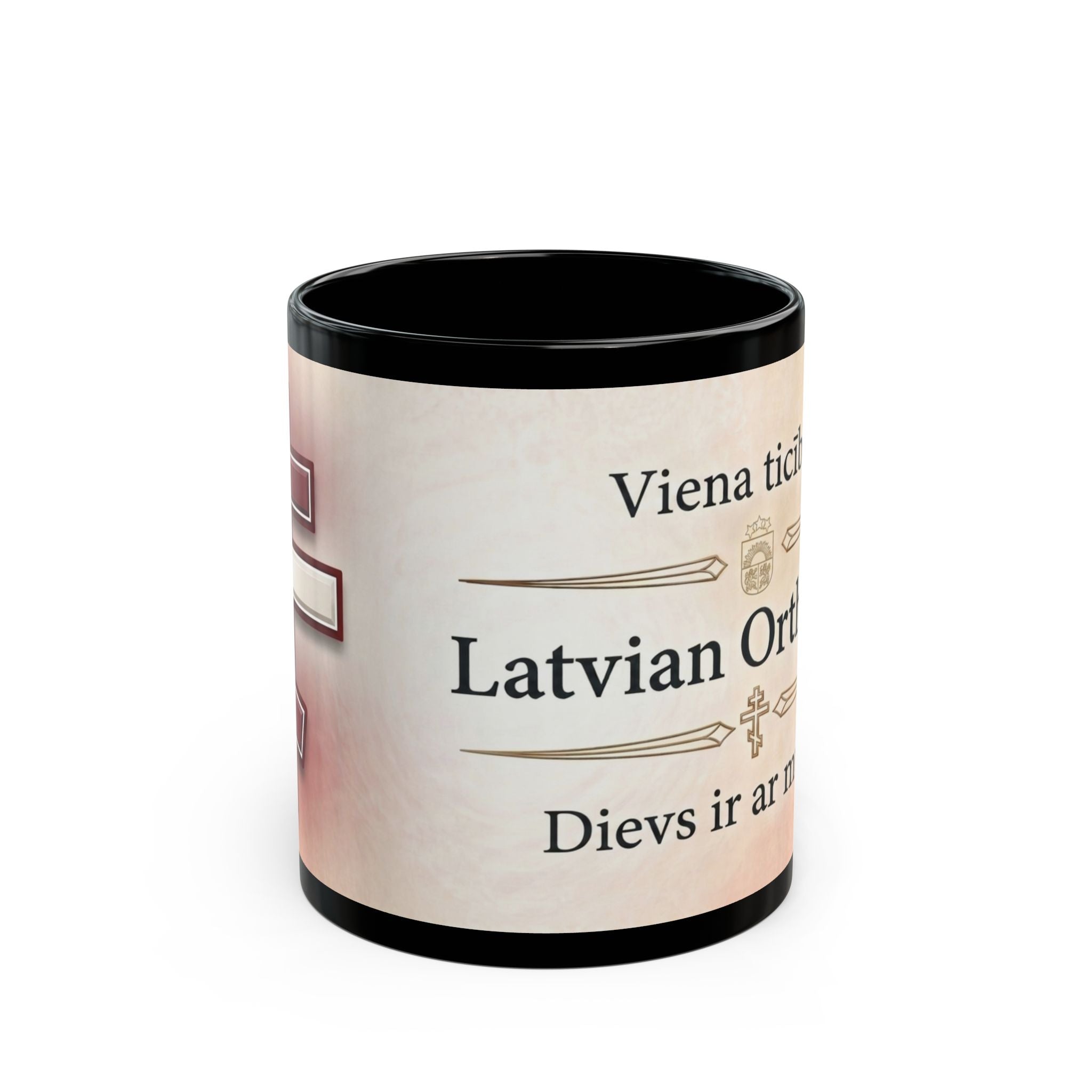 Latvian Orthodox Christian Black Coffee Mug — Orthodox Christian Mug