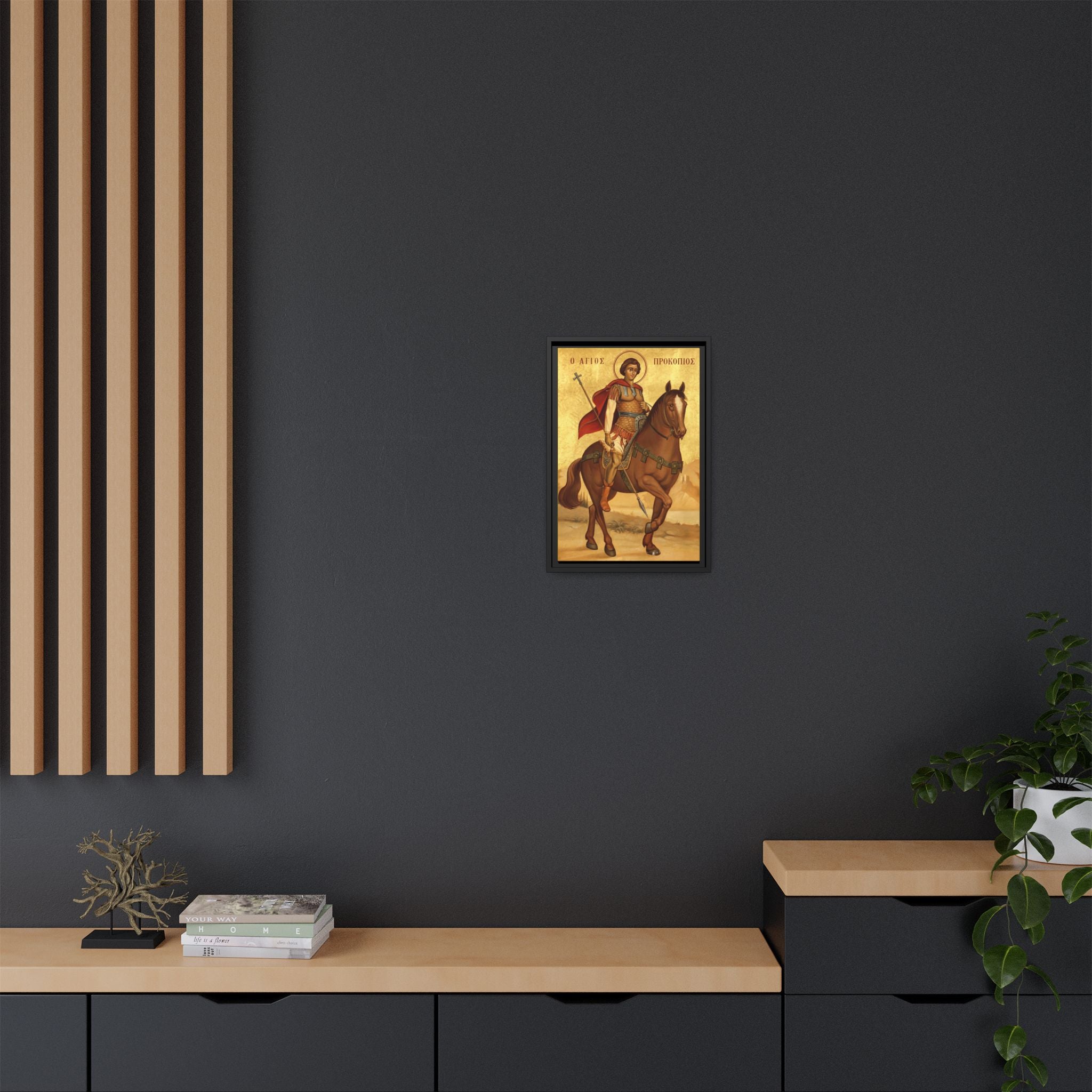 Framed canvas icon of Saint Procopius the Great Martyr, traditional Orthodox Christian artwork