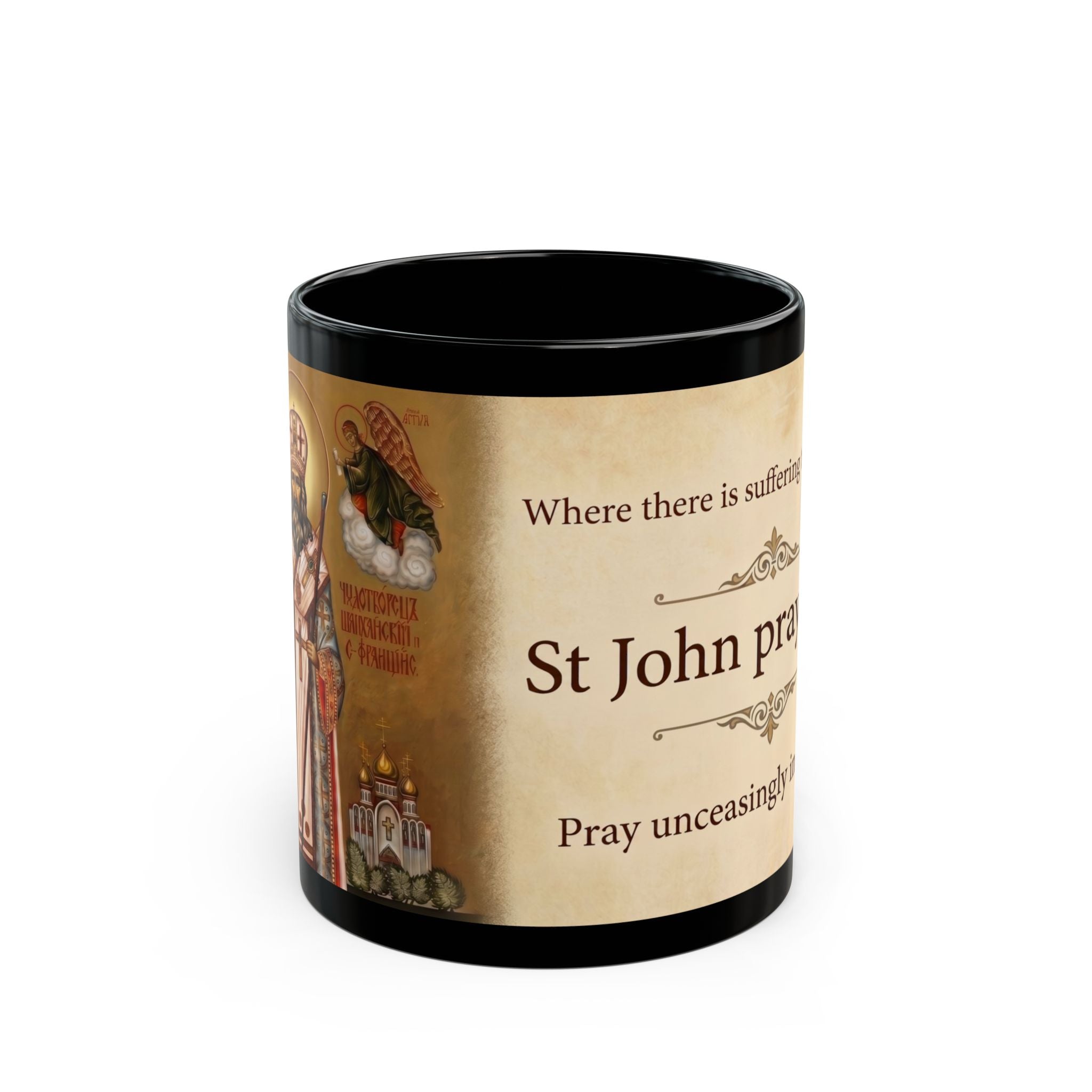 Saint John of Shanghai Orthodox Christian Black Coffee Mug — Orthodox Christian Mug